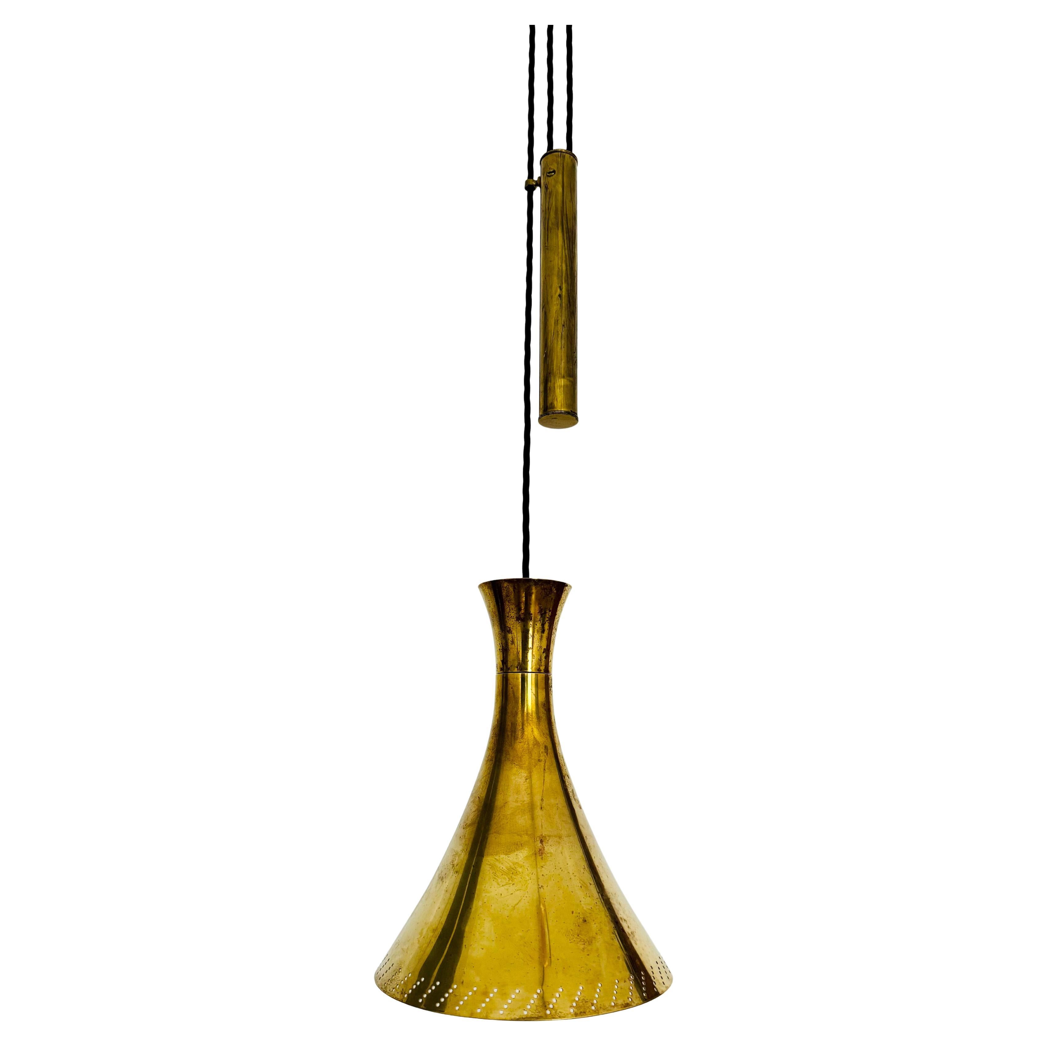 Adjustable Brass Pendant Lamp with Counterweight