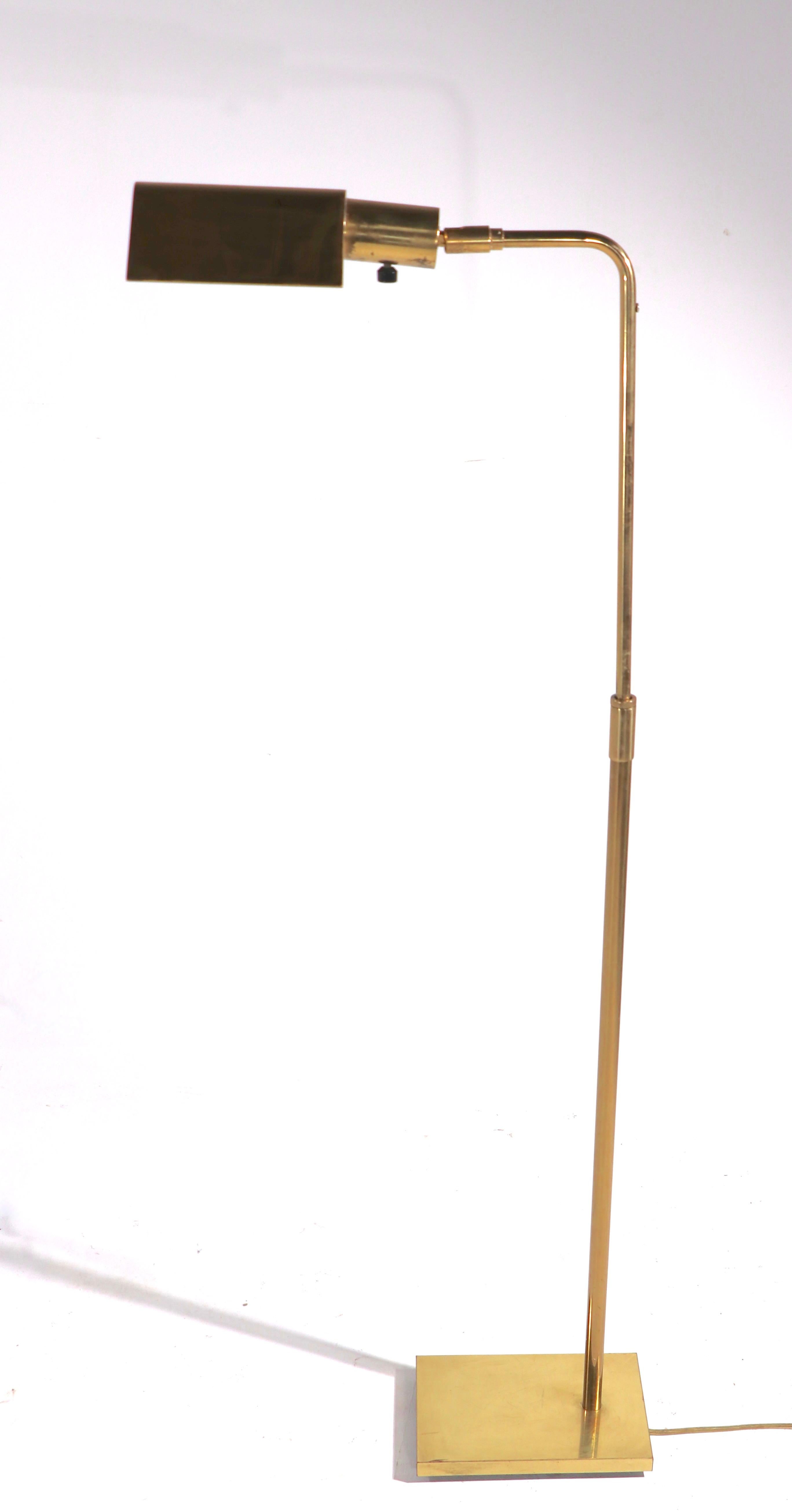 20th Century Adjustable Brass Pharmacy Floor Lamp by Koch and Lowy 