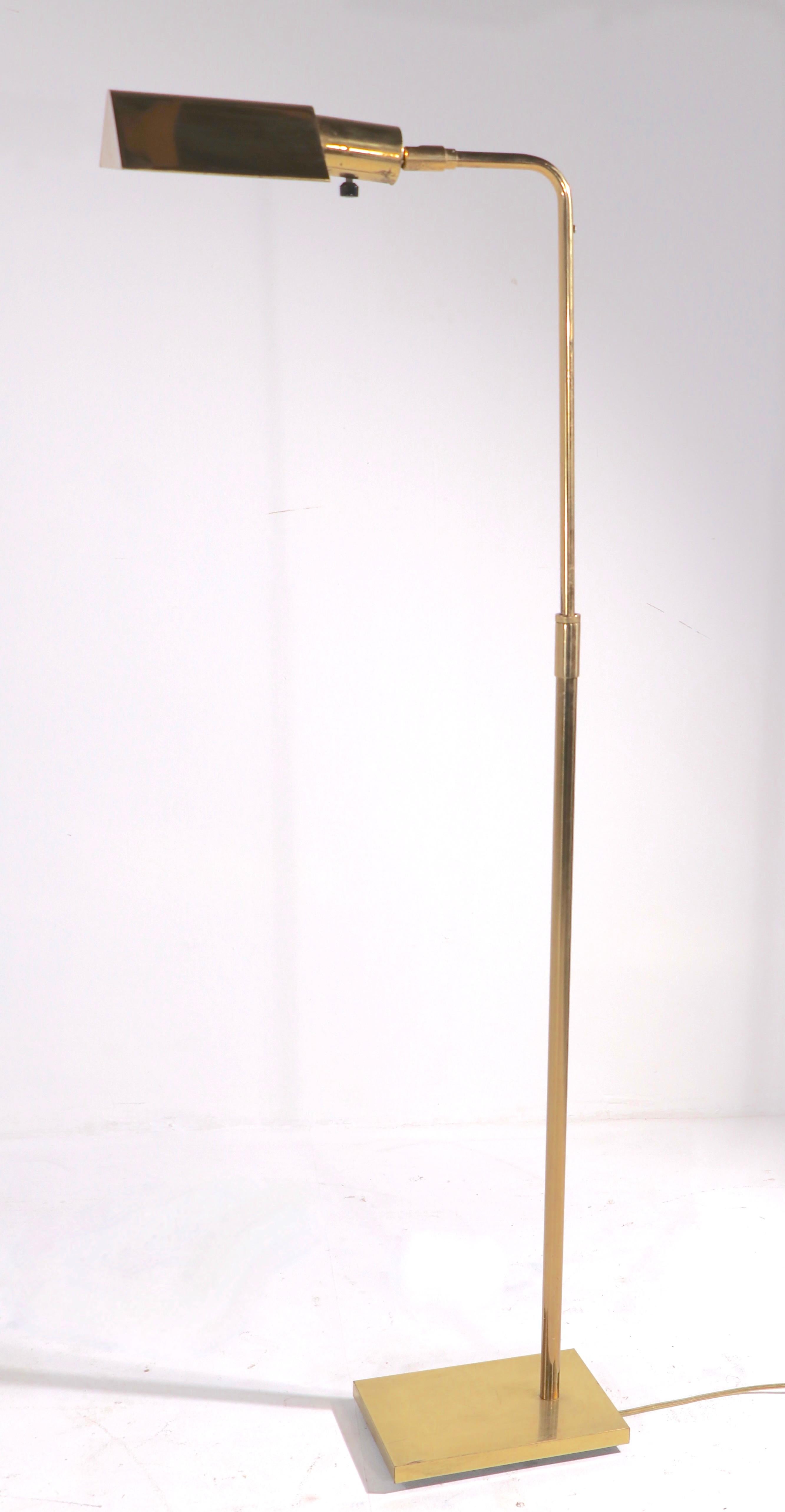 Adjustable Brass Pharmacy Floor Lamp by Koch and Lowy  1