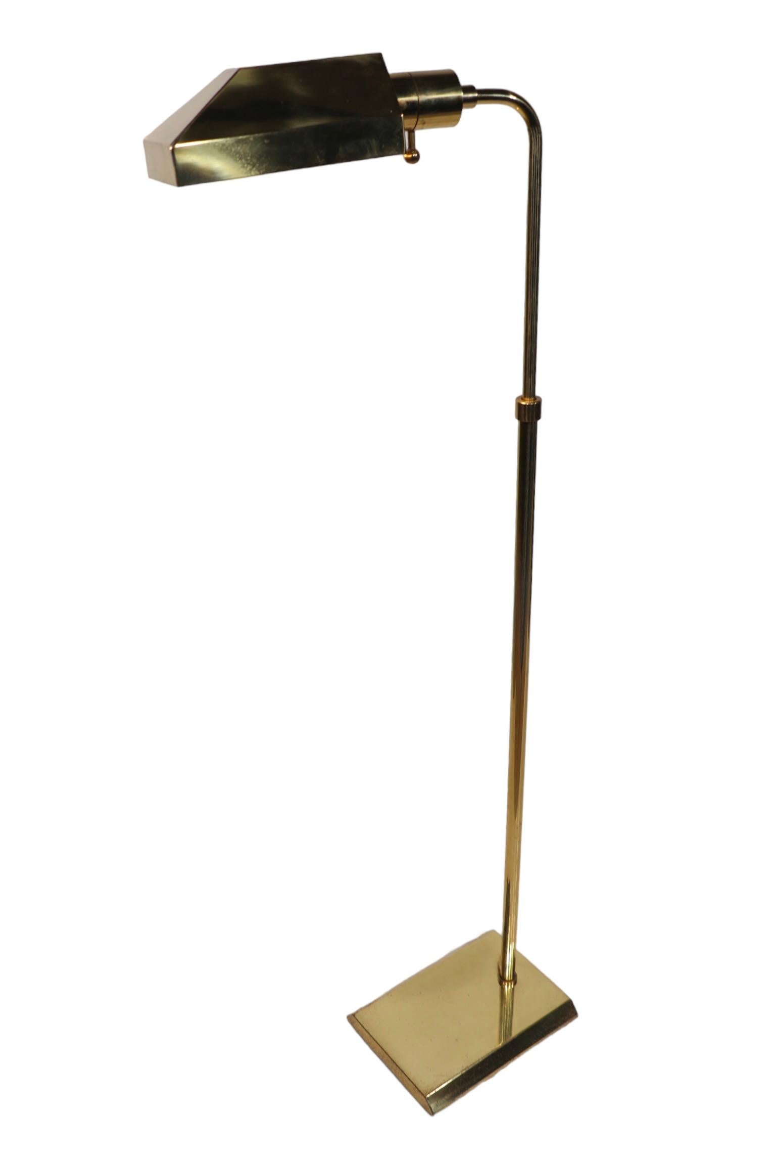 Adjustable Brass  Pharmacy Style Floor Lamp att.  to Koch Lowey c 1970's  Floor  For Sale 7