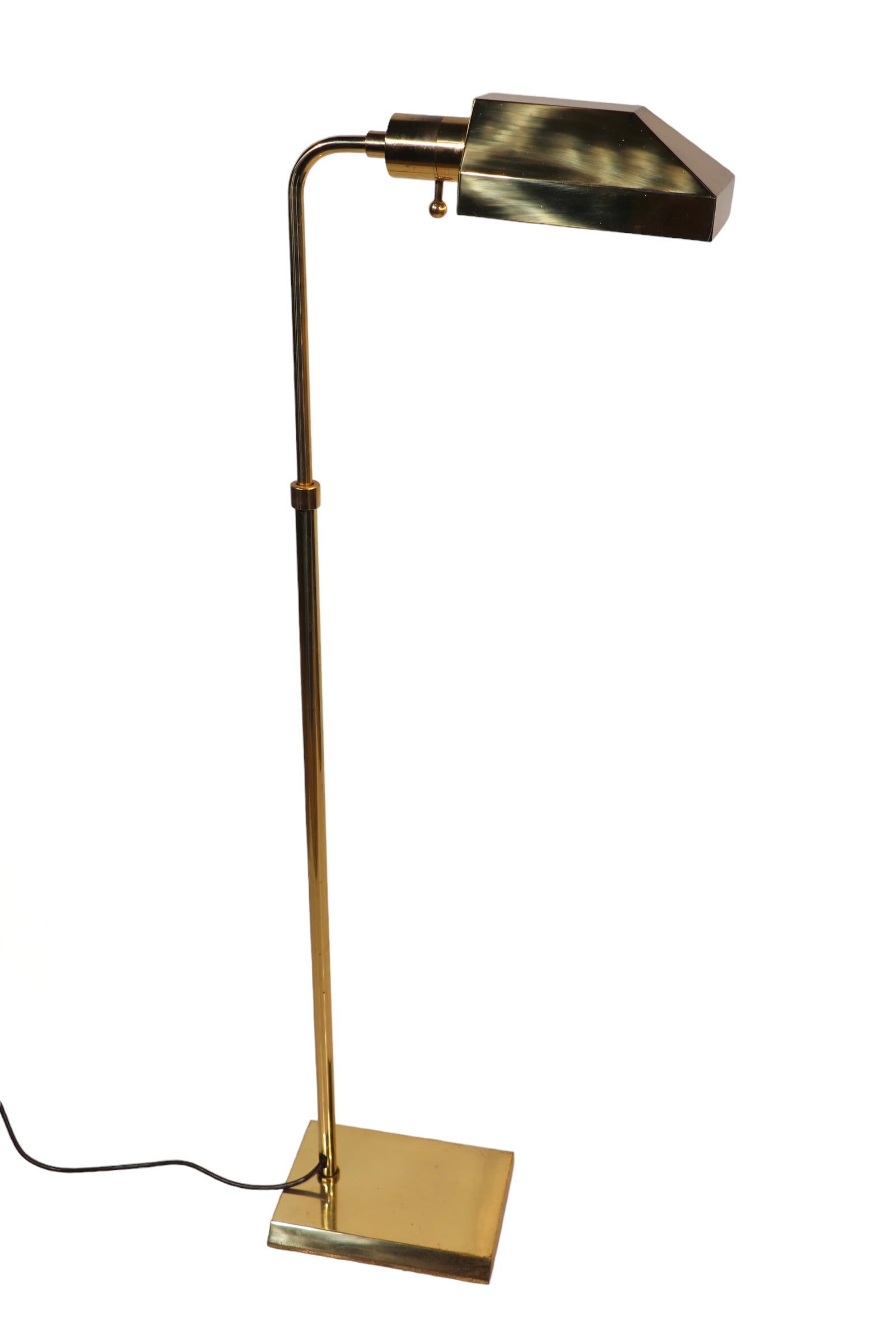 Adjustable Brass  Pharmacy Style Floor Lamp att.  to Koch Lowey c 1970's  Floor  For Sale 10