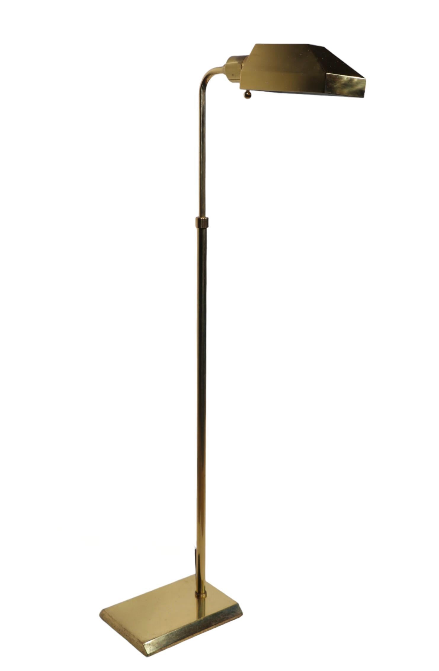 Adjustable Brass  Pharmacy Style Floor Lamp att.  to Koch Lowey c 1970's  Floor  For Sale 17
