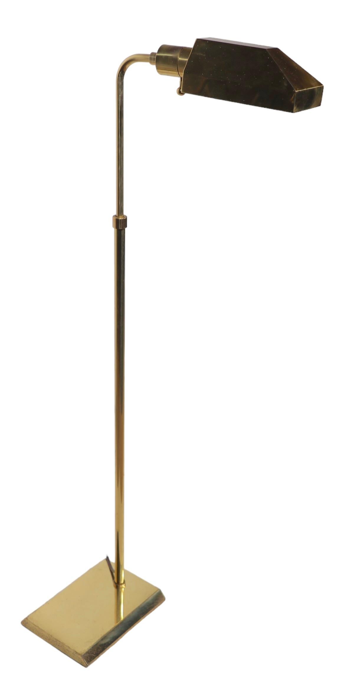 Adjustable Brass  Pharmacy Style Floor Lamp att.  to Koch Lowey c 1970's  Floor  For Sale 19