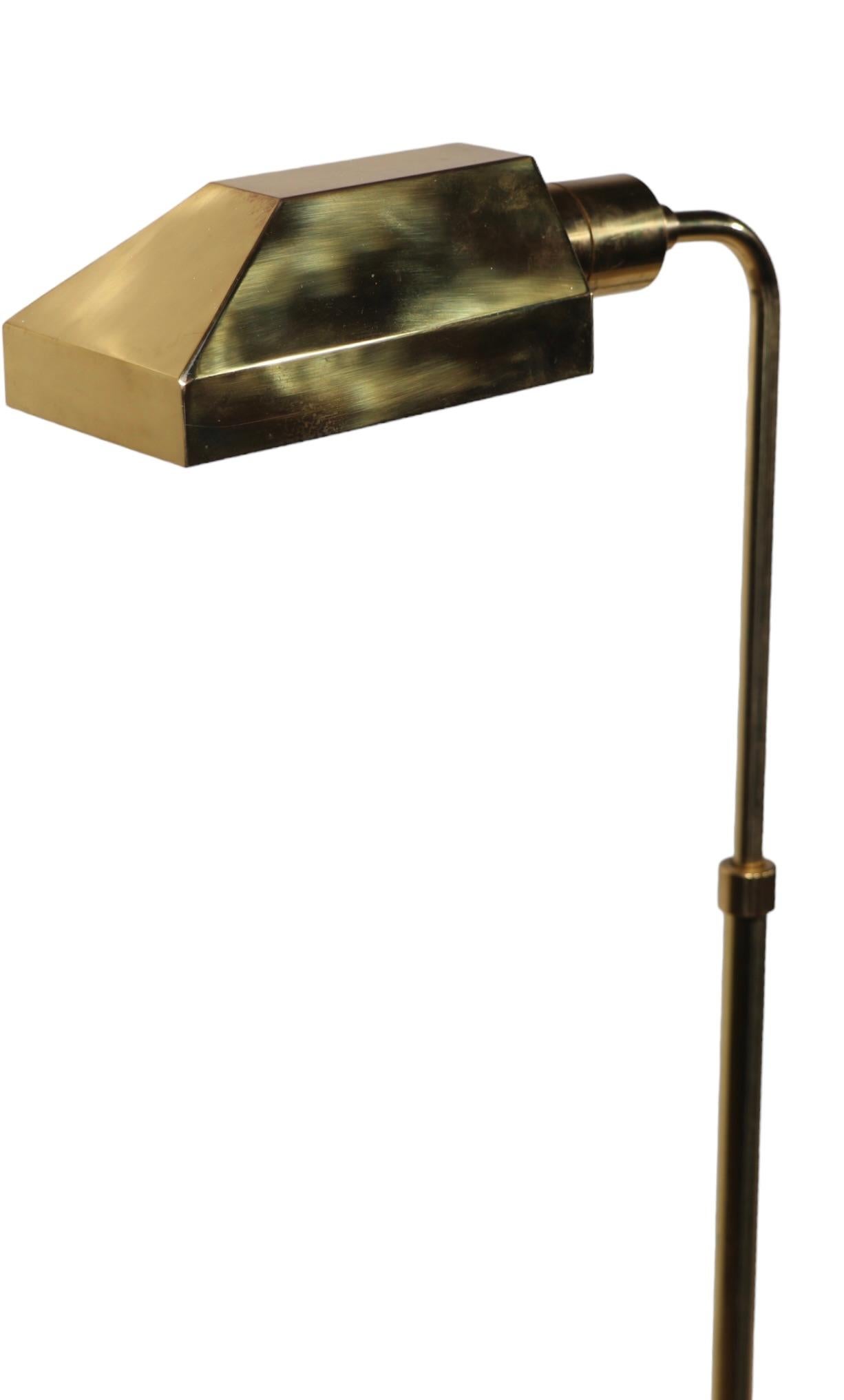 Adjustable Brass  Pharmacy Style Floor Lamp att.  to Koch Lowey c 1970's  Floor  For Sale 20