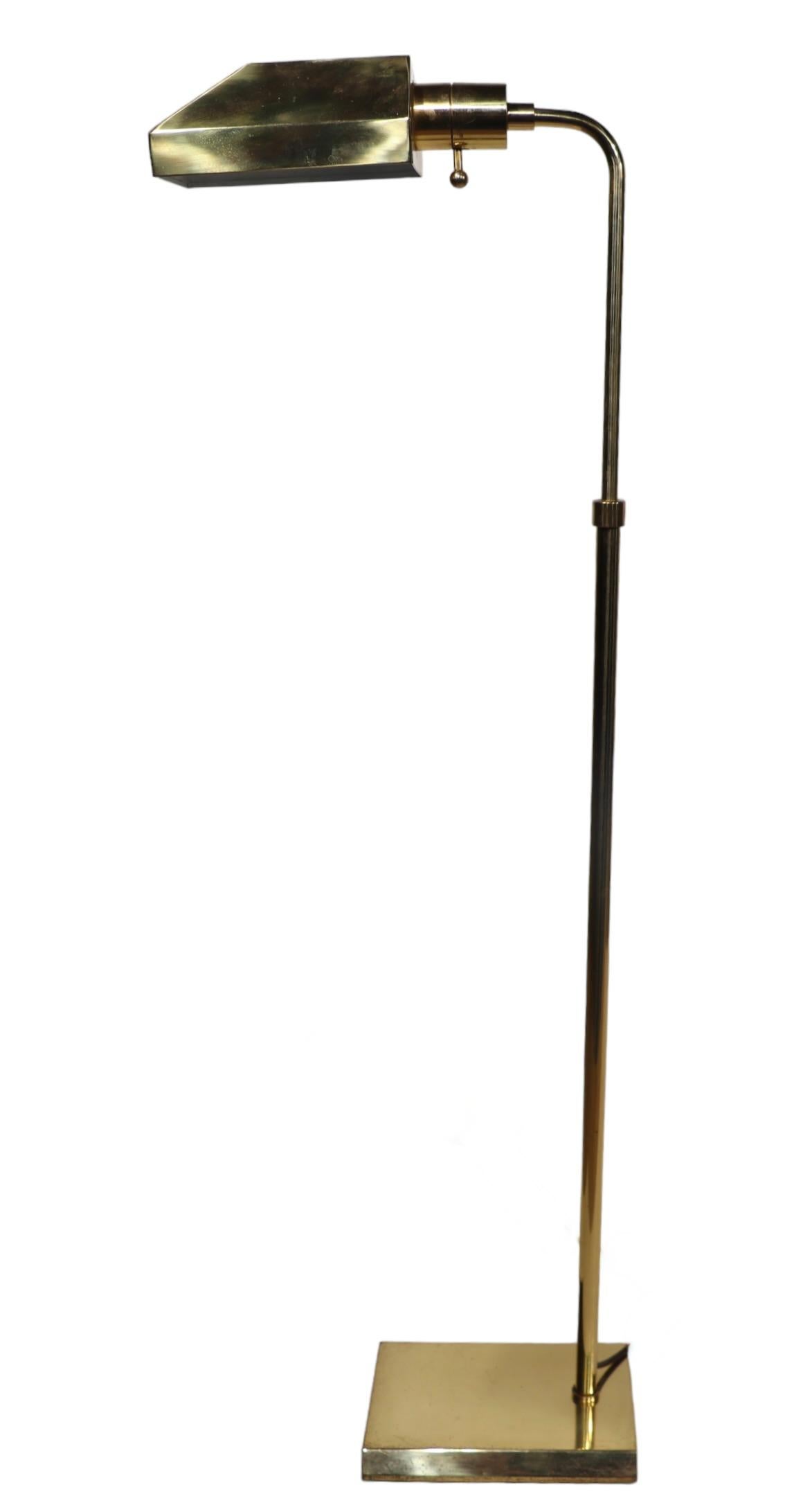 Adjustable Brass  Pharmacy Style Floor Lamp att.  to Koch Lowey c 1970's  Floor  For Sale 23