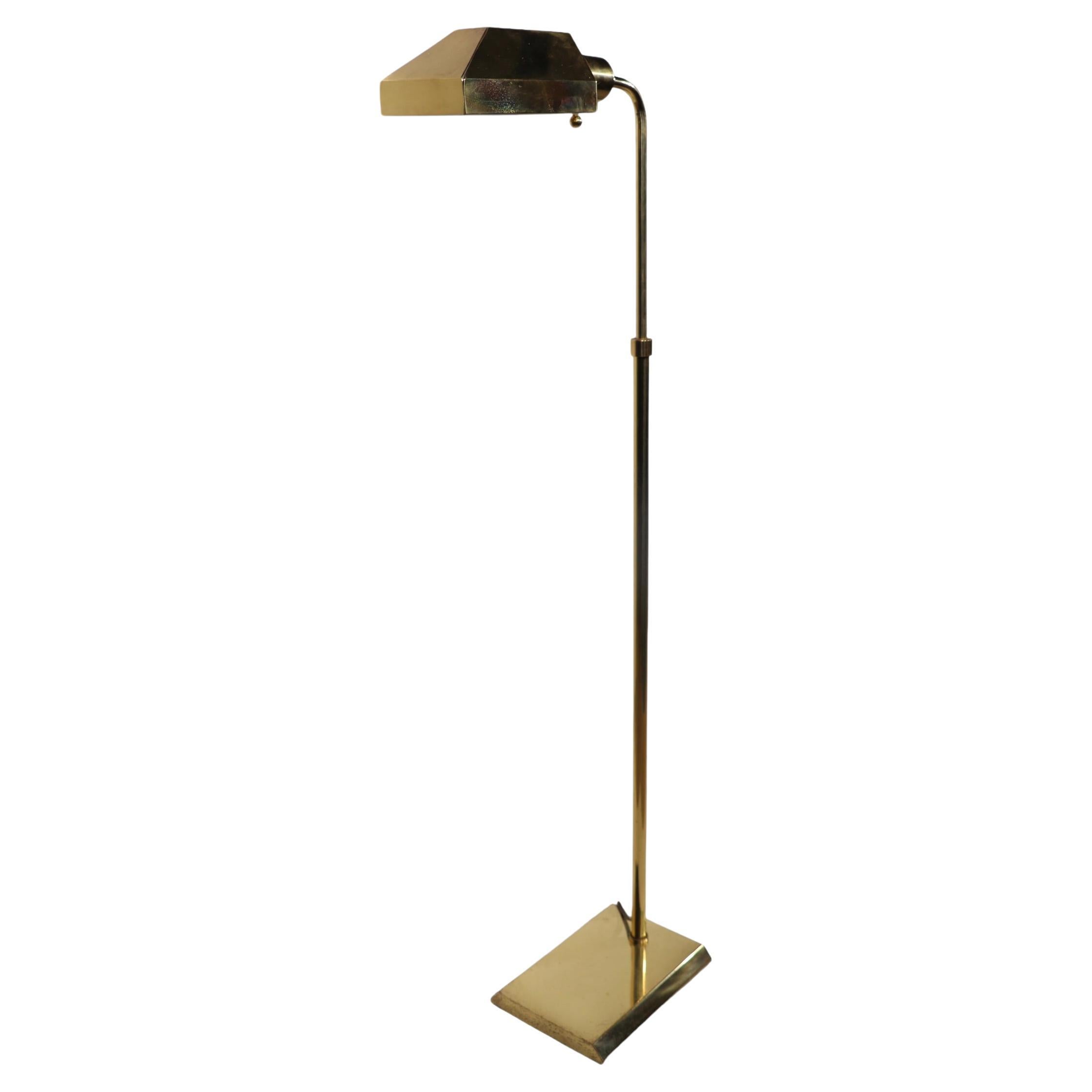 Adjustable Brass  Pharmacy Style Floor Lamp att.  to Koch Lowey c 1970's  Floor  For Sale