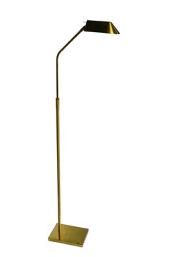 Adjustable Brass Pharmacy Style Floor Reading Lamp att. to Koch and Lowy c 1980s