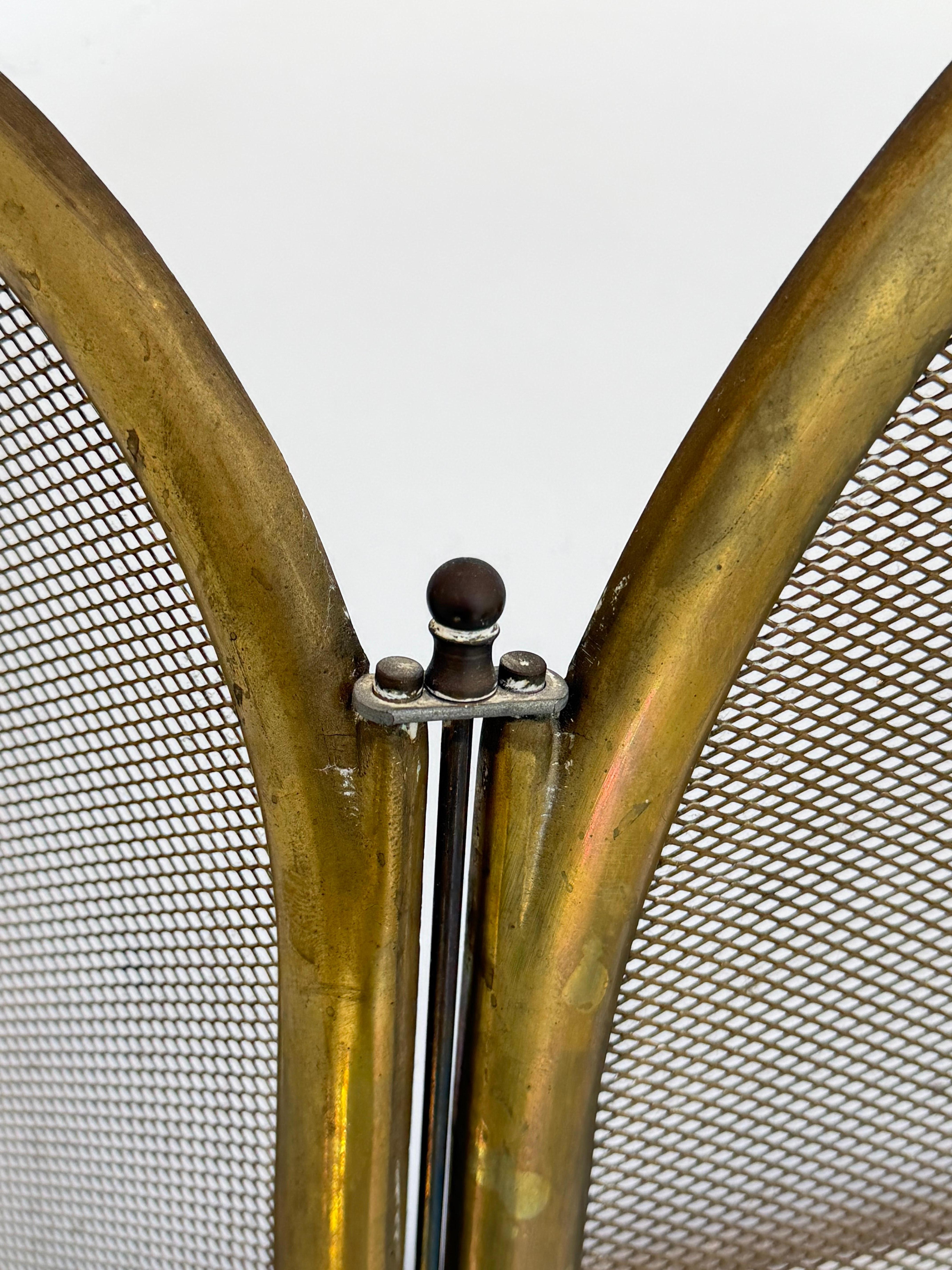 Fine XX secolo Adjustable Brass Spark Guard, Made in Italy, 1970s in vendita