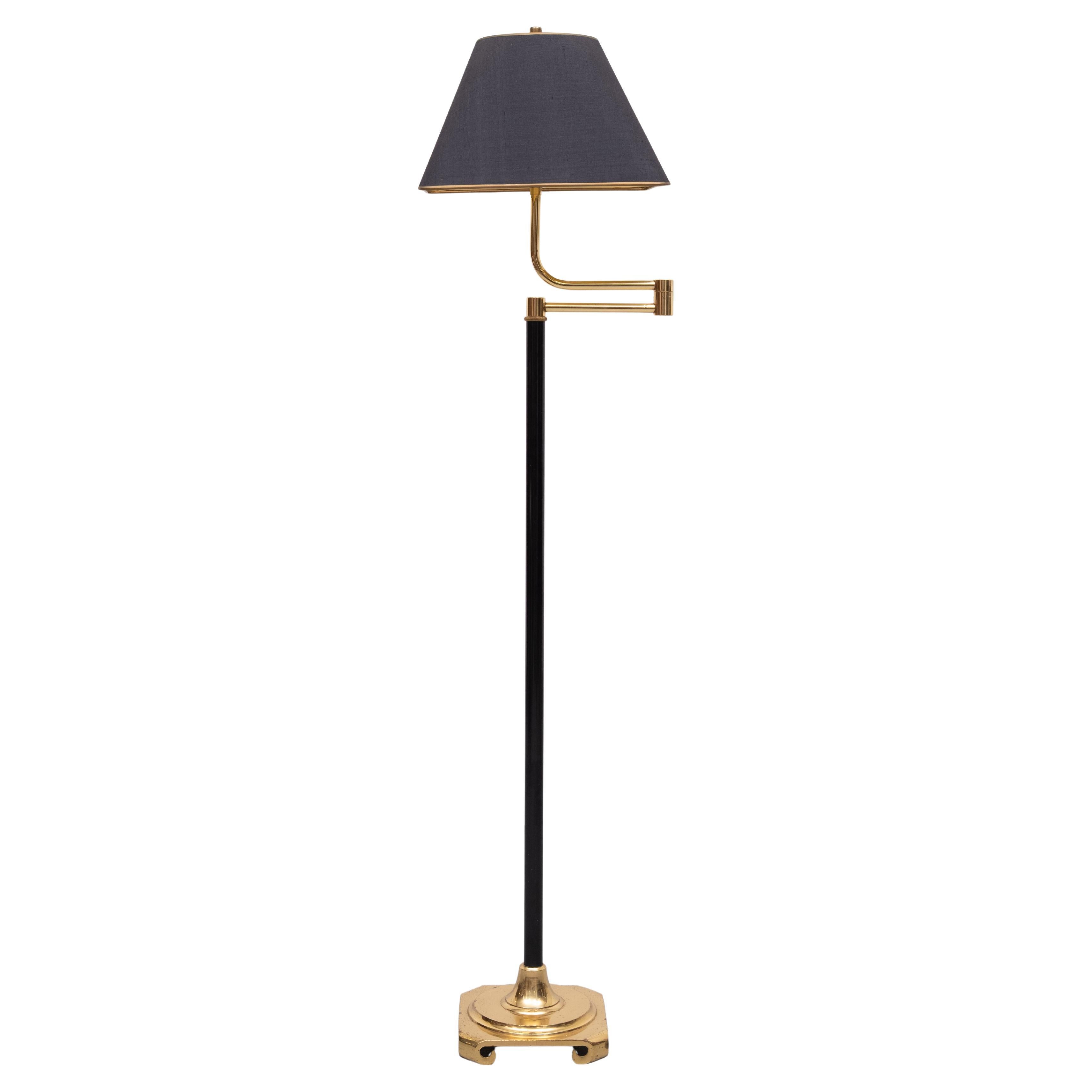 adjustable  Brass Swing arm floor lamp 1970s France
