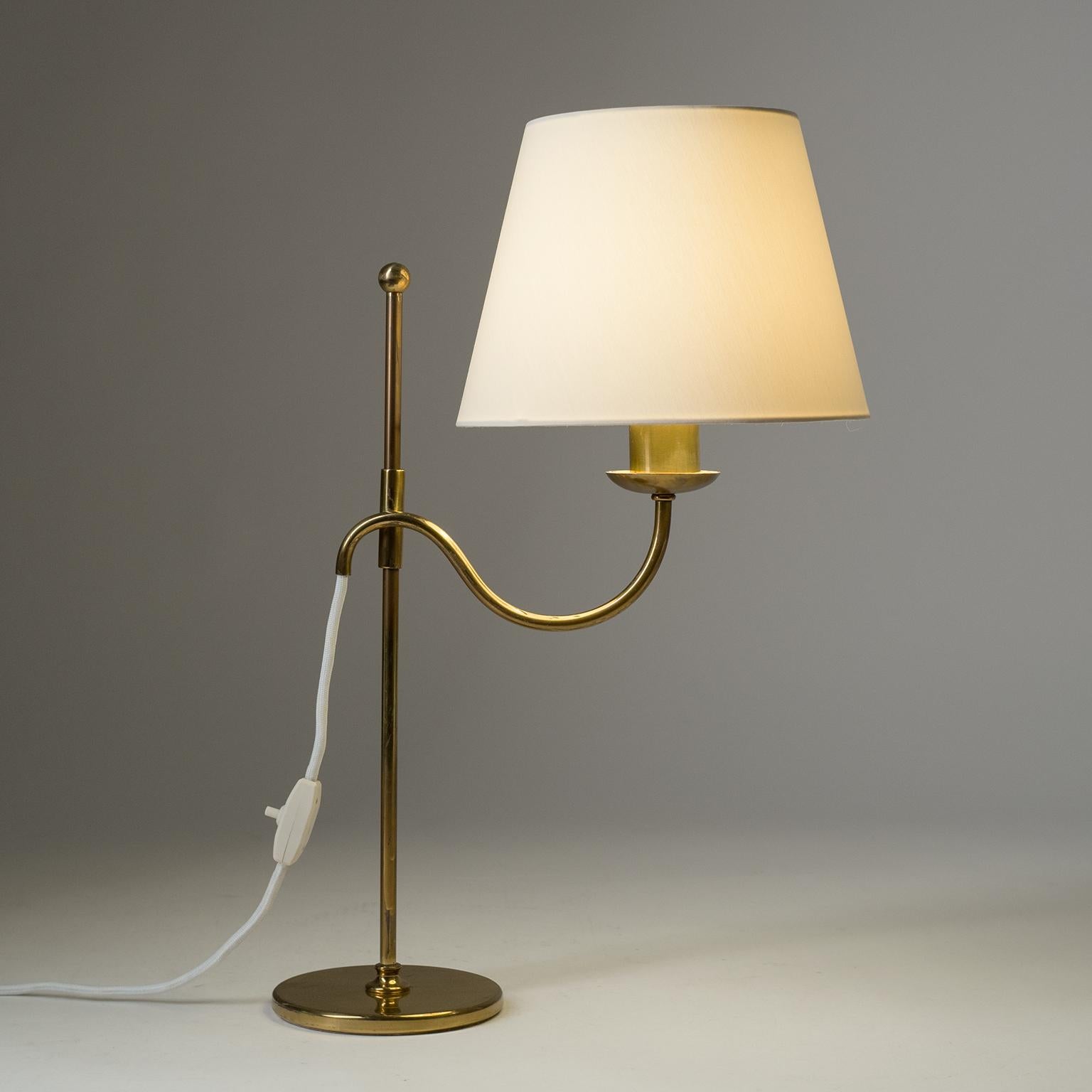 Mid-Century Modern Adjustable Brass Table Lamp, 1940s