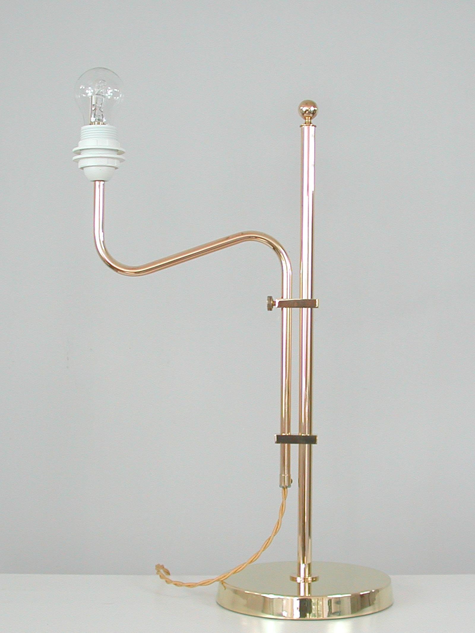 Adjustable Brass Table Lamp by Bergboms, Sweden, 1950s For Sale 8