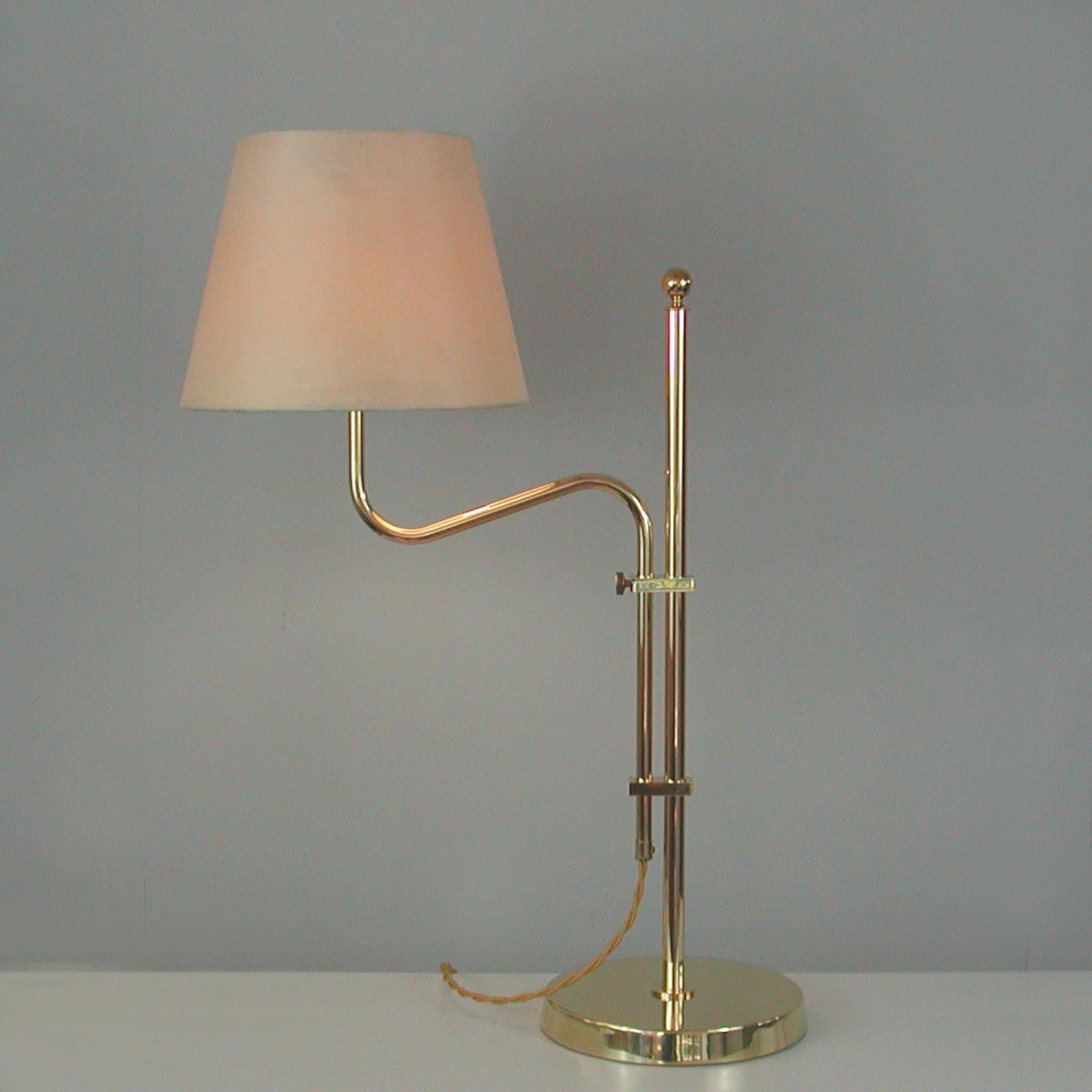 Mid-Century Modern Adjustable Brass Table Lamp by Bergboms, Sweden, 1950s For Sale