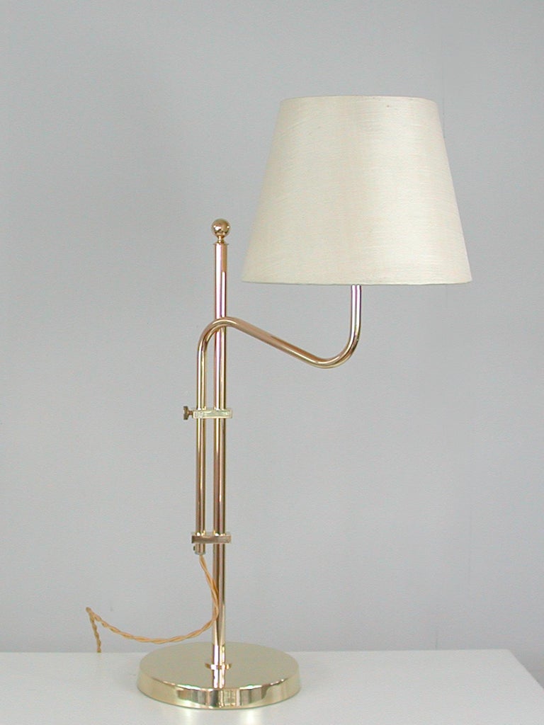 Mid-20th Century Adjustable Brass Table Lamp by Bergboms, Sweden, 1950s For Sale