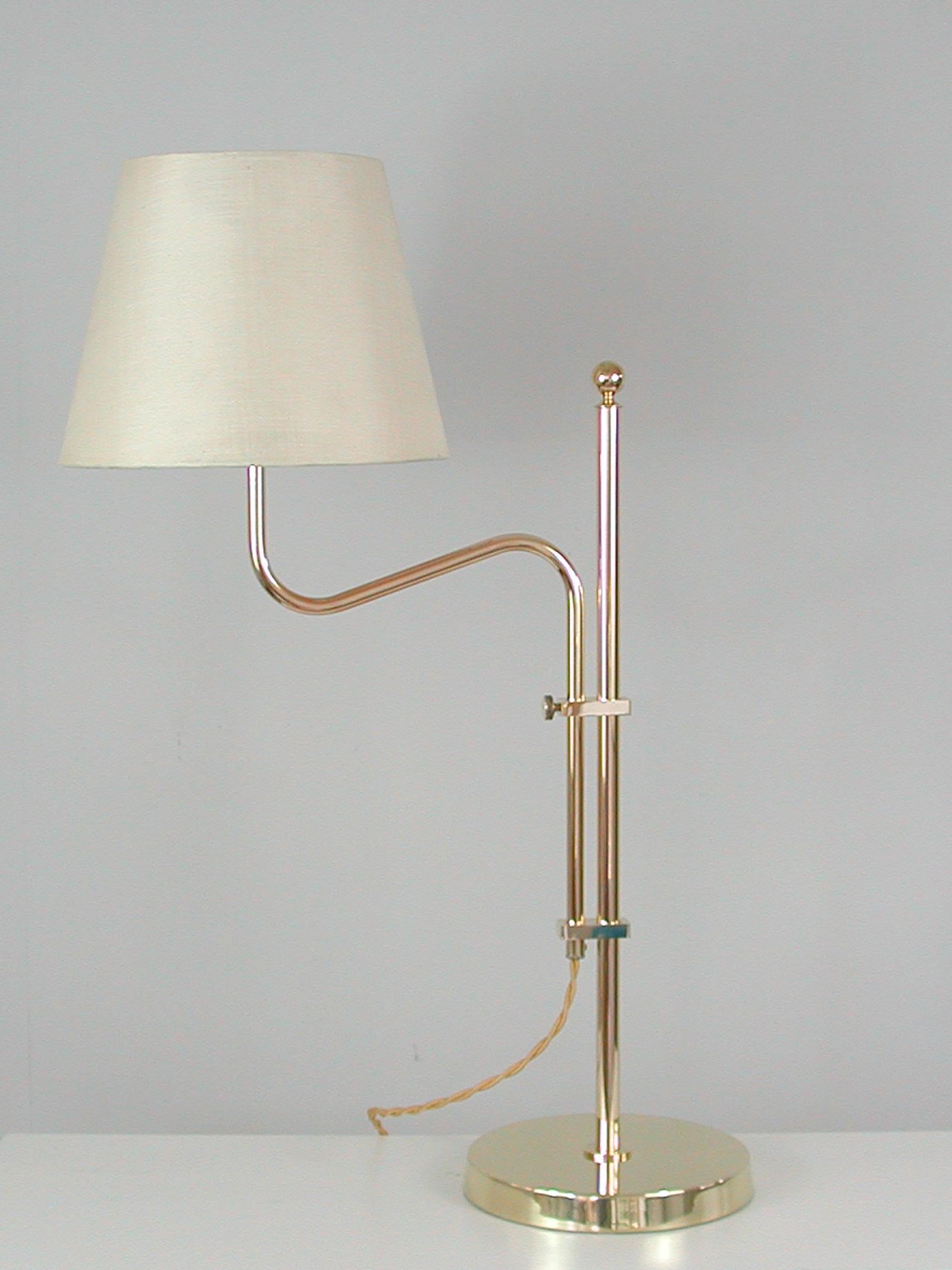 Adjustable Brass Table Lamp by Bergboms, Sweden, 1950s For Sale 1