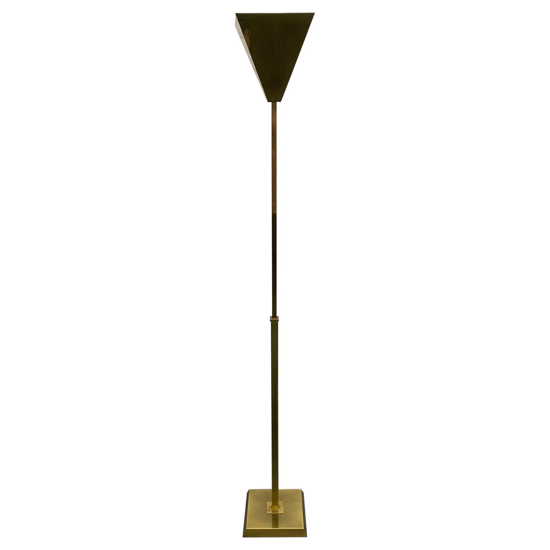 Adjustable Brass Torchère Lamp by Nessen For Sale