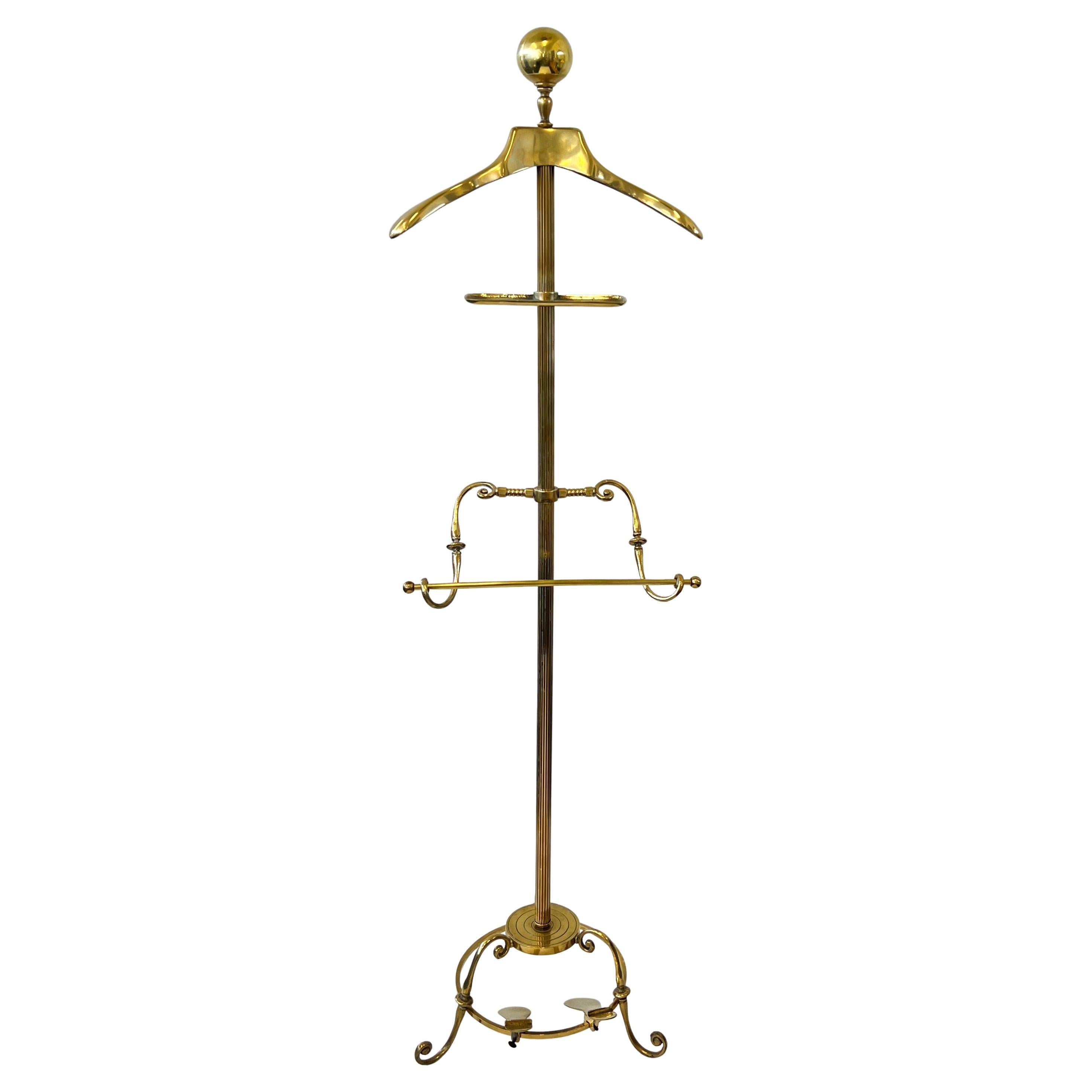 Adjustable Brass Valet Coat Rack by Glo-Mar Art Works