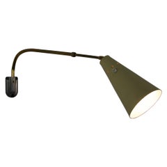 Adjustable Brass Wall Lamp attr. to Oluce, Italy, 1960s