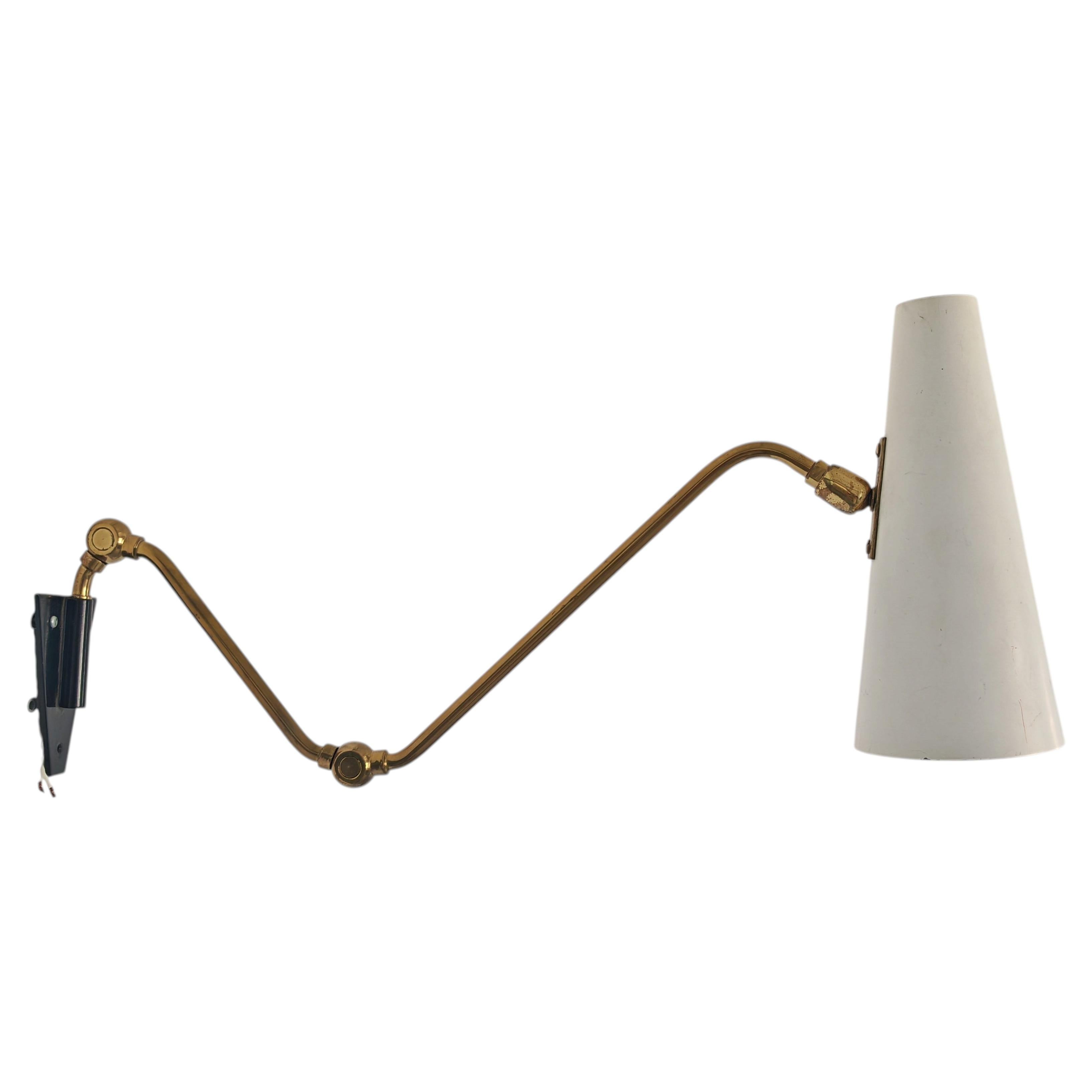 Adjustable Brass Wall Lamp attr. to Oscar Torlasco for Lumi Milano, Italy 1950s