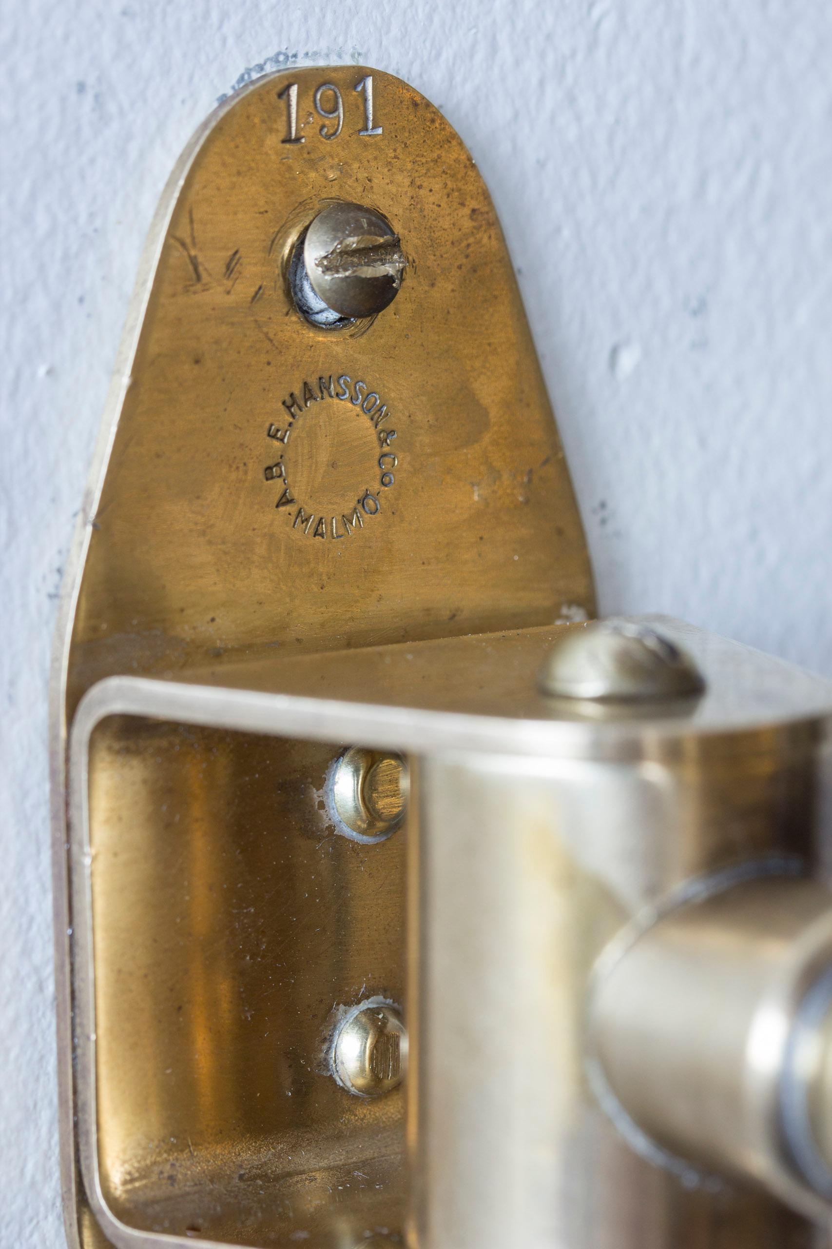 Adjustable Brass wall lamp no. 191 by E. Hansson & Co, Sweden Swedish modern For Sale 8