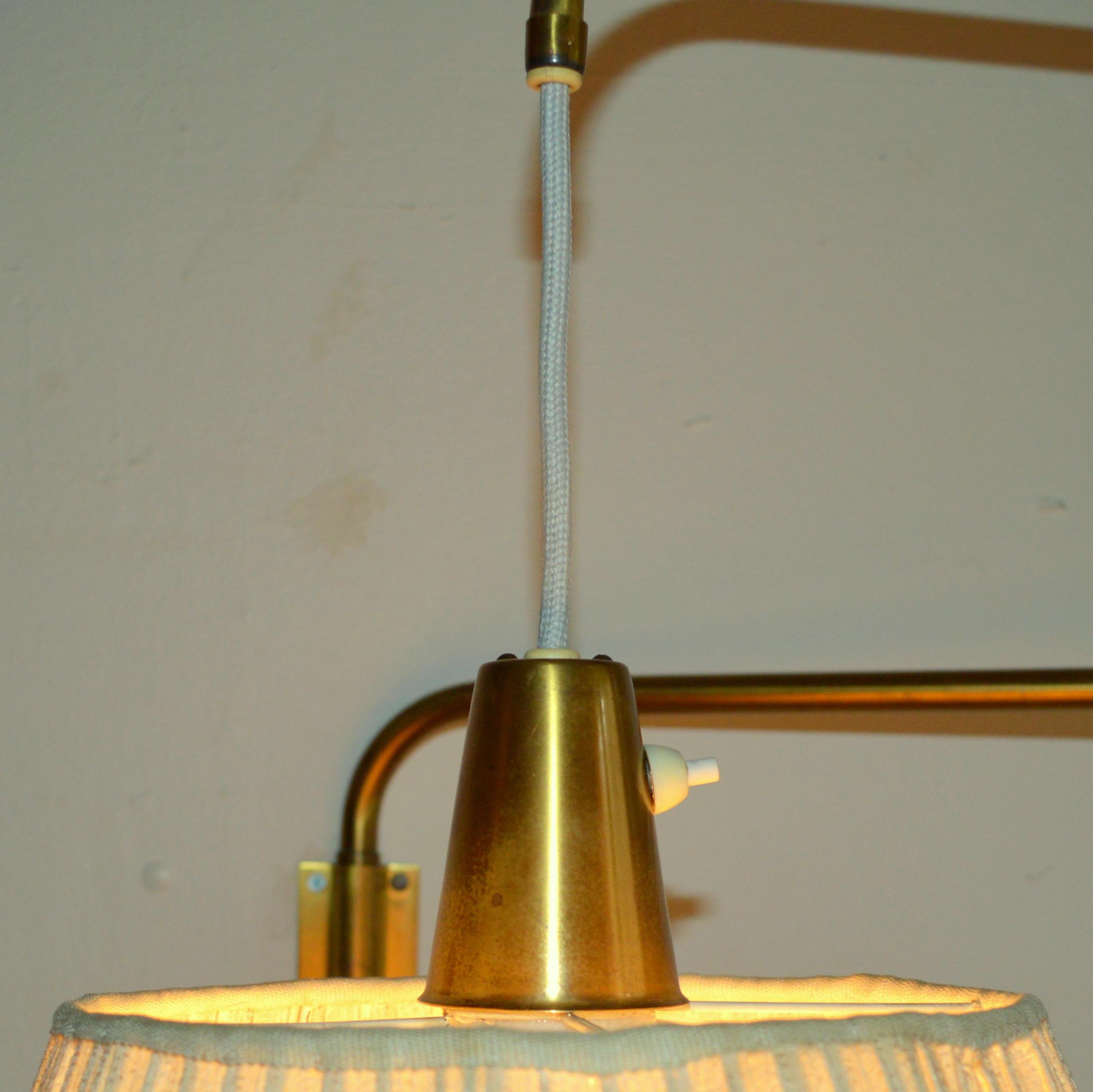Adjustable Brass Wall Pendant by Hans Bergström for ASEA Belysning, Swedish Mode For Sale 1