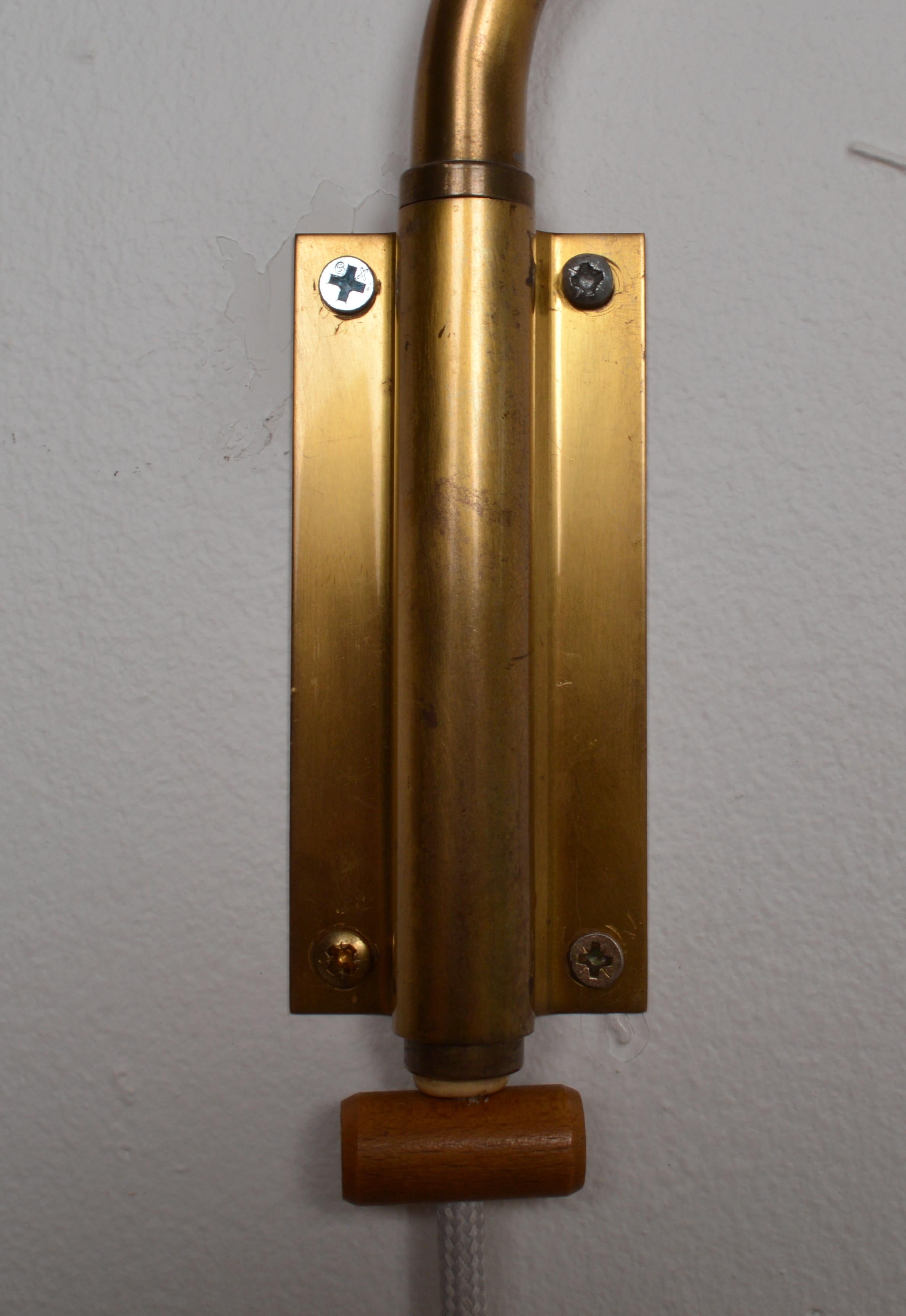 Adjustable Brass Wall Pendant by Hans Bergström for ASEA Belysning, Swedish Mode For Sale 2