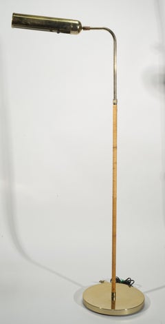 Adjustable Brass with Rattan Wrap Library Reading Floor Lamp