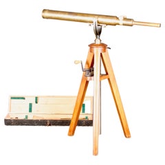 Adjustable Brass Wood Telescope + Wood Storage