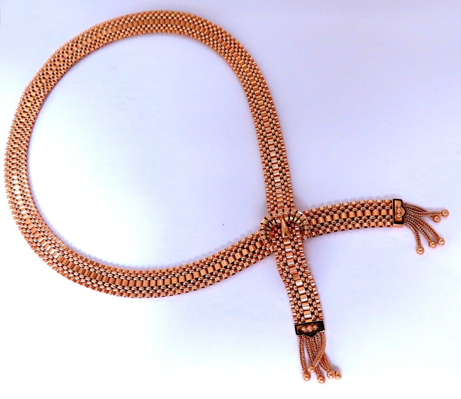 Adjustable Buckle Wrap Heavy 7 Tier Linked Necklace 14kt Gold 55.5 Gram For Sale 2
