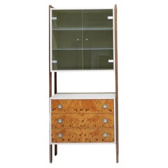 Vintage Adjustable Burl & Laminate Cabinet, 1970s