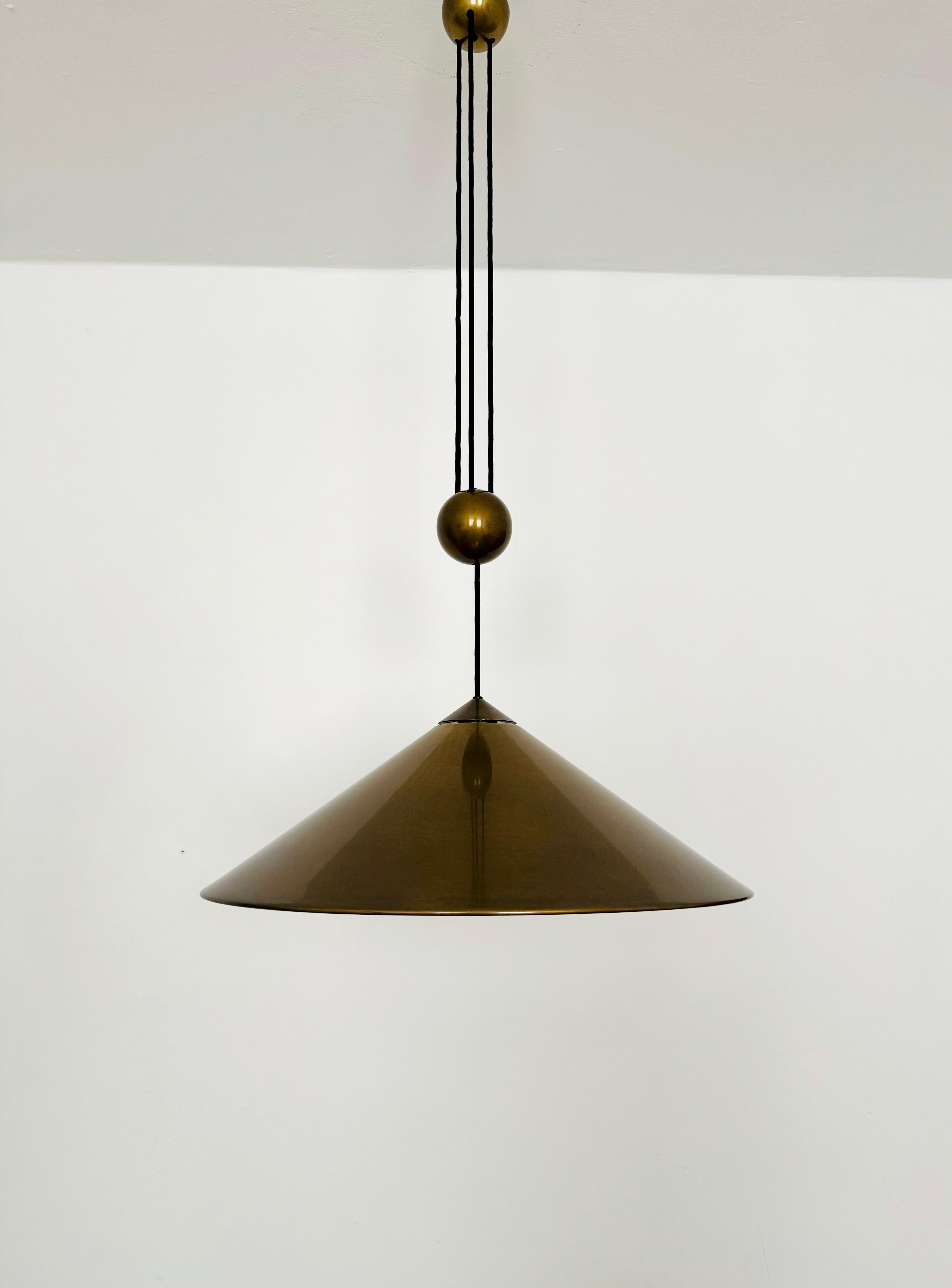 Mid-Century Modern Adjustable Burnished Keos Pendant Lamp by Florian Schulz For Sale