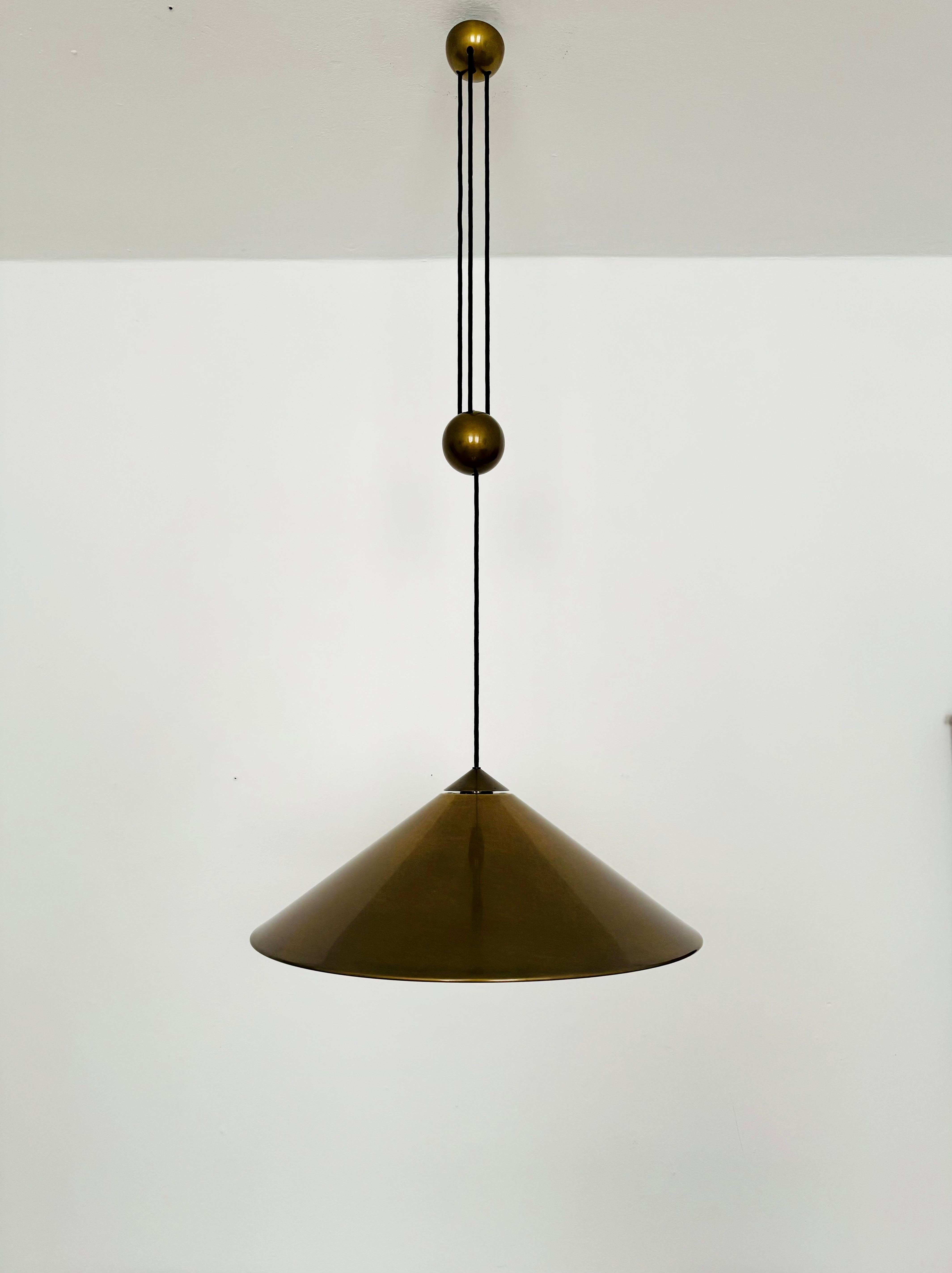 German Adjustable Burnished Keos Pendant Lamp by Florian Schulz For Sale