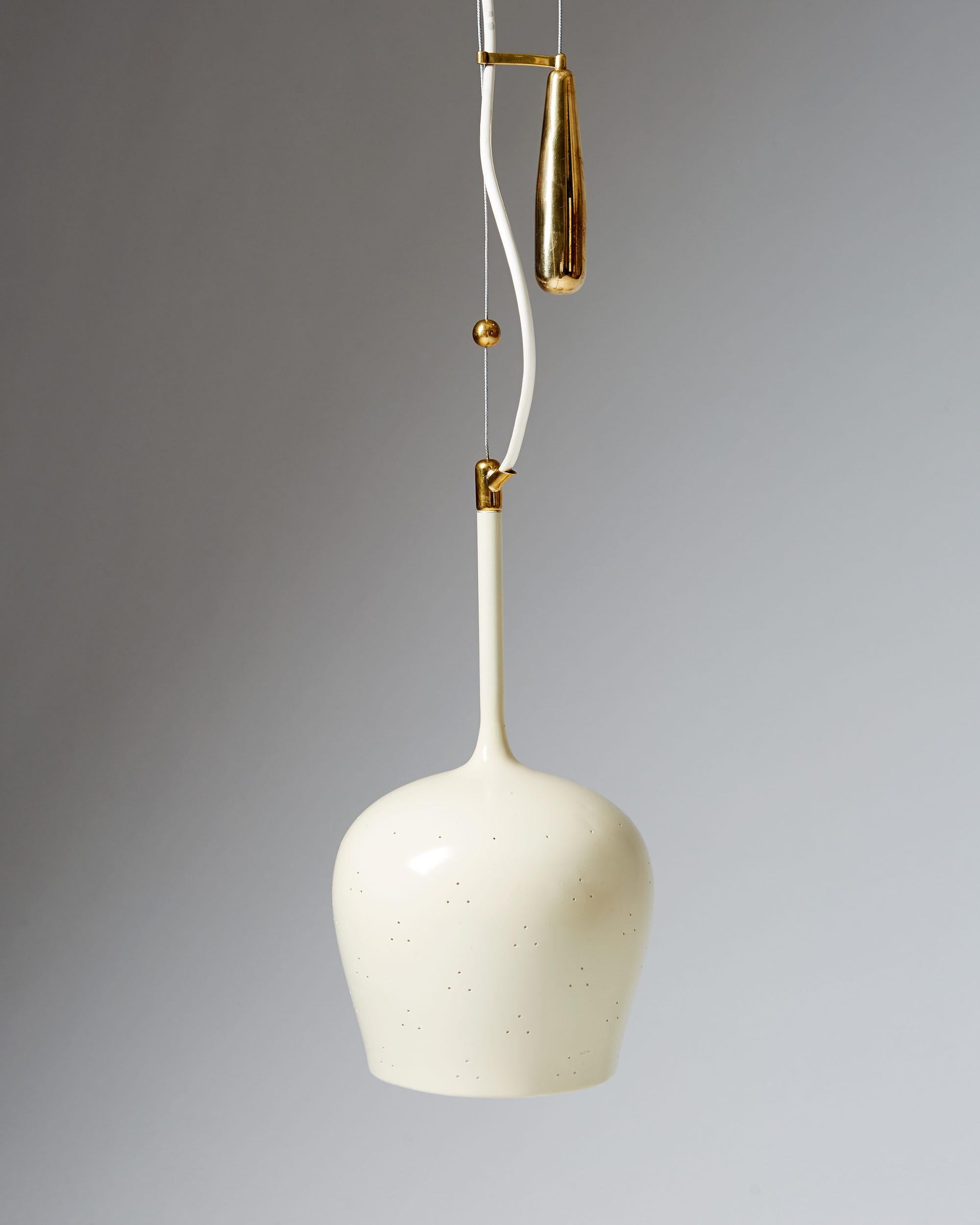 Scandinavian Modern Adjustable Ceiling Lamp Model A1957 Designed by Paavo Tynell for Idman, Finland