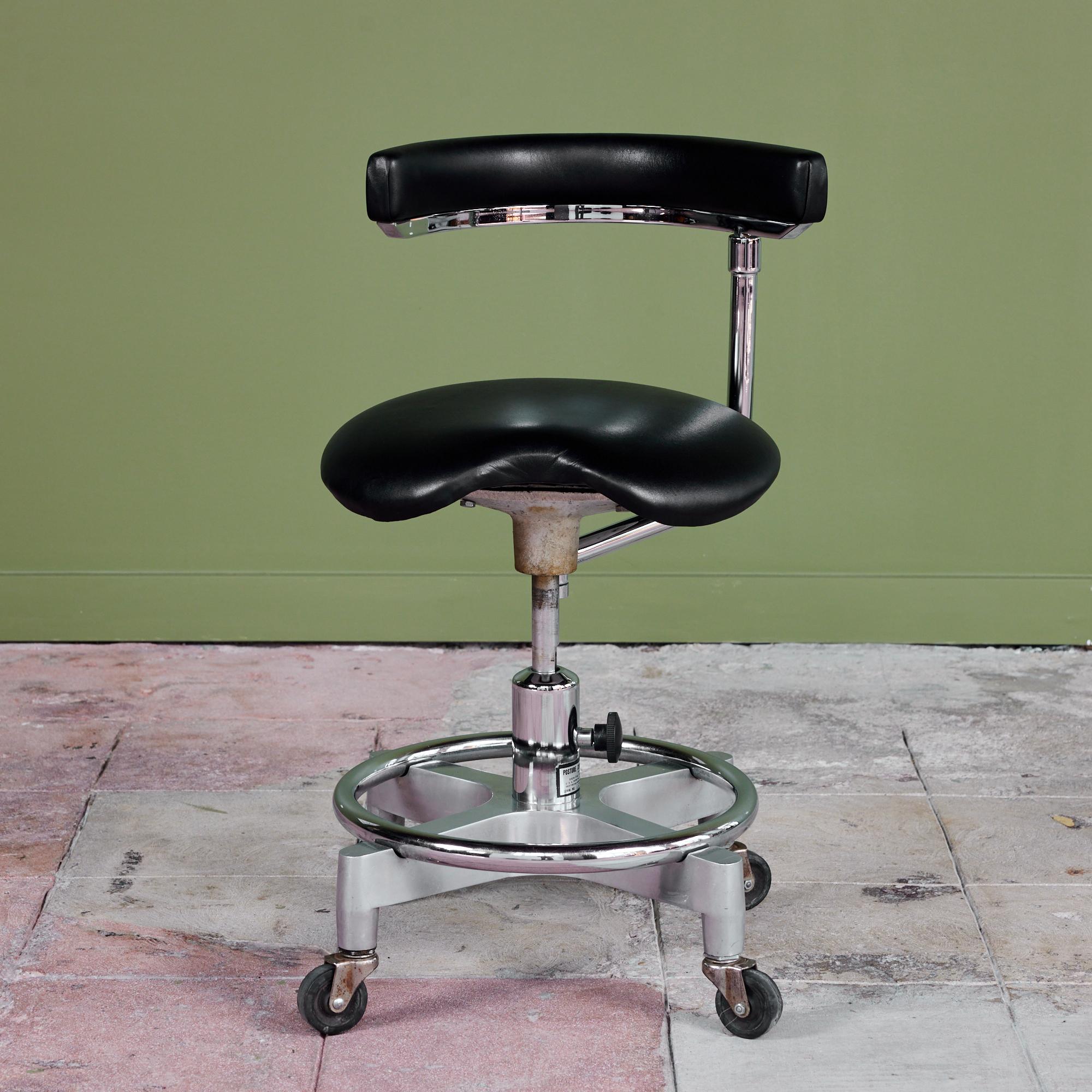 Adjustable chair by Den-Tal patented,1951 in the USA. This chair, originally intended for a dental office also doubles as a perfect office or accent chair. Dubbed the 