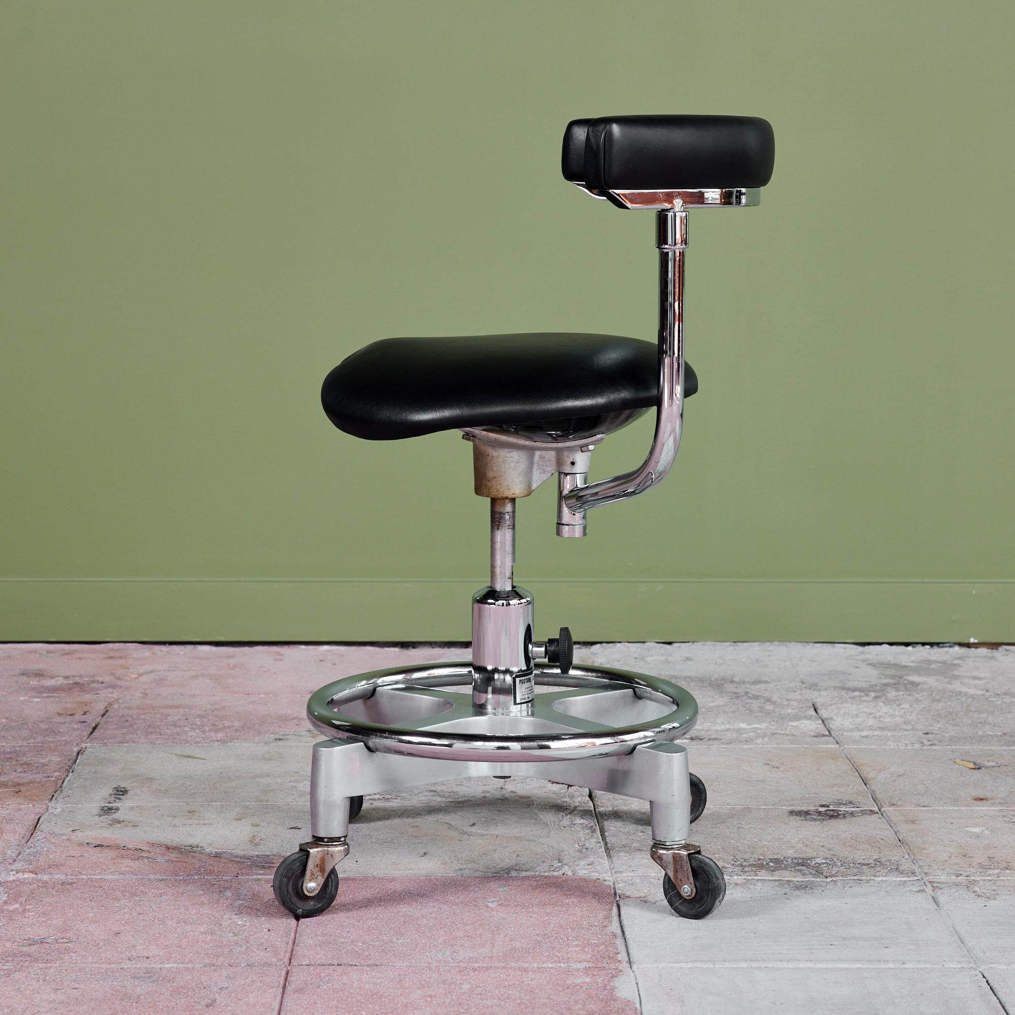 Steel Adjustable Chair with Leather Seat by Den-Tal