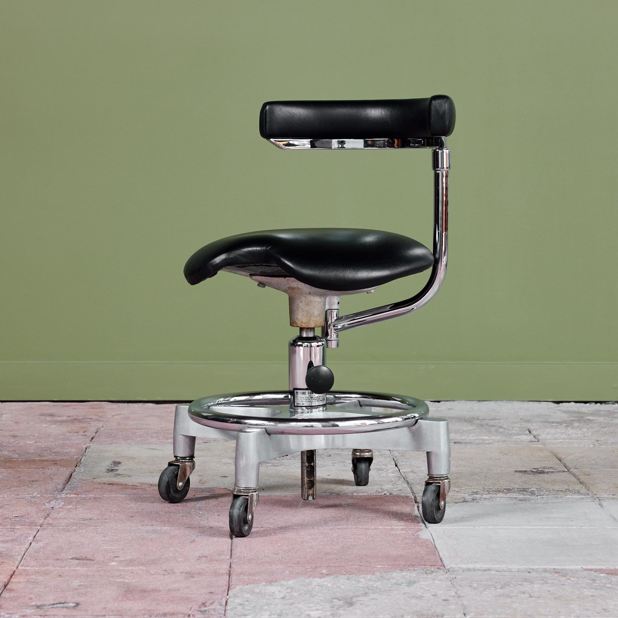 Adjustable Chair with Leather Seat by Den-Tal 1