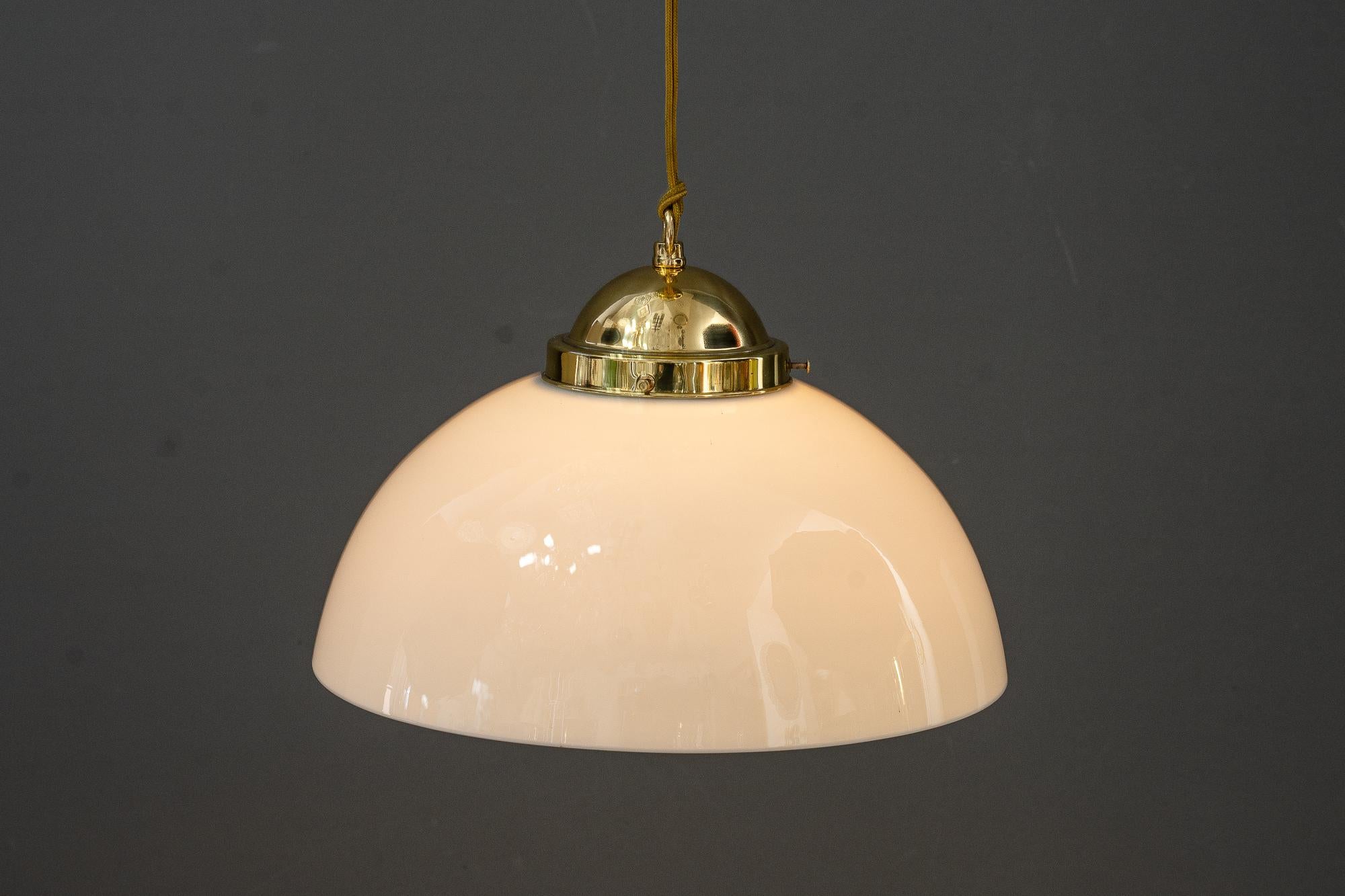 Adjustable chandelier with opal glass shade vienna around 1920s 2