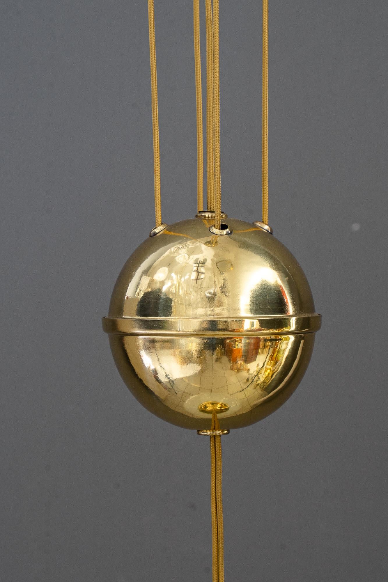 Art Deco Adjustable chandelier with opal glass shade vienna around 1920s