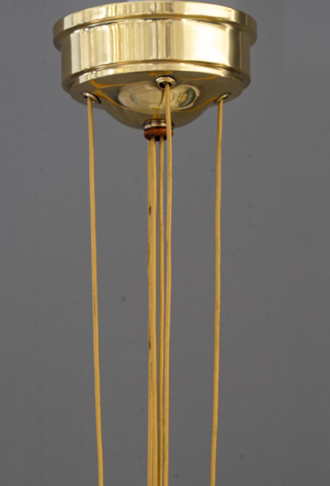 Austrian Adjustable chandelier with opal glass shade vienna around 1920s