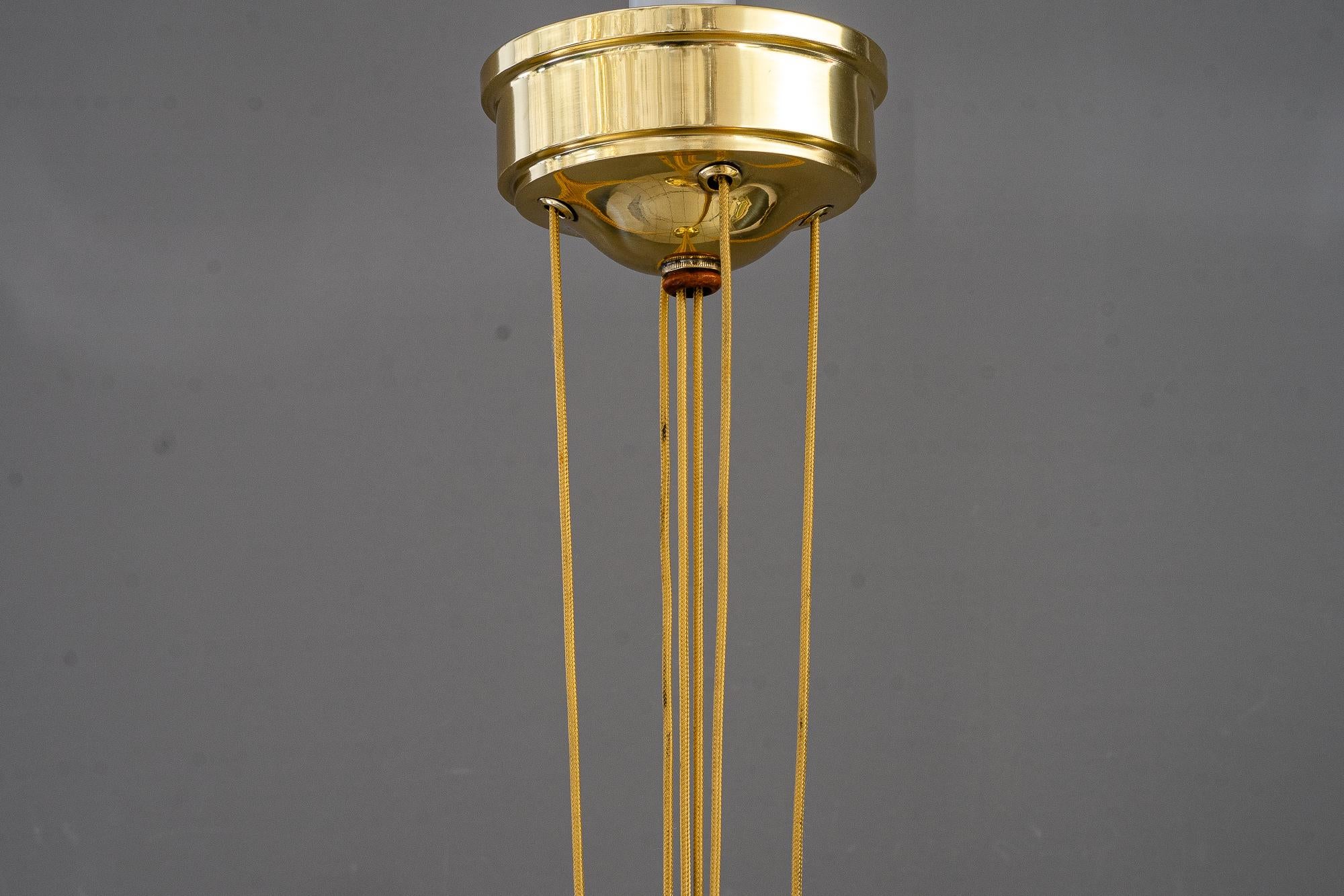 Early 20th Century Adjustable chandelier with opal glass shade vienna around 1920s