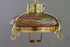 Adjustable chandelier with palme koenig glass shade vienna around 1908s