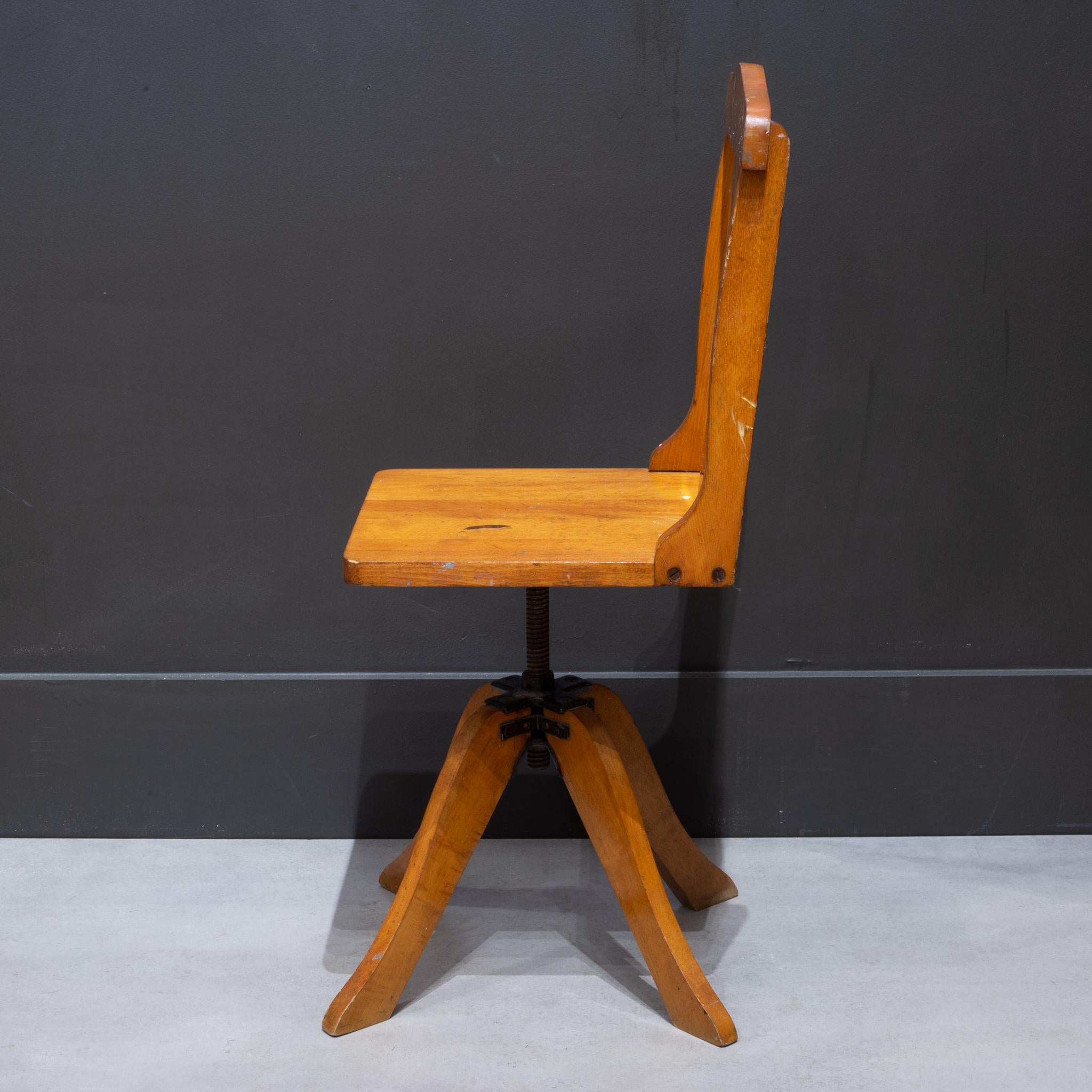 Industrial Adjustable Children's Swivel Desk Chair, c.1900-1930