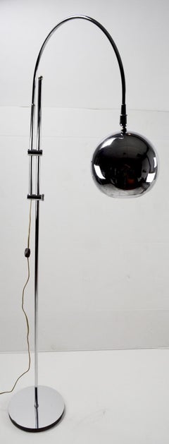 Adjustable Chrome Arc Lamp with Eyeball Shade