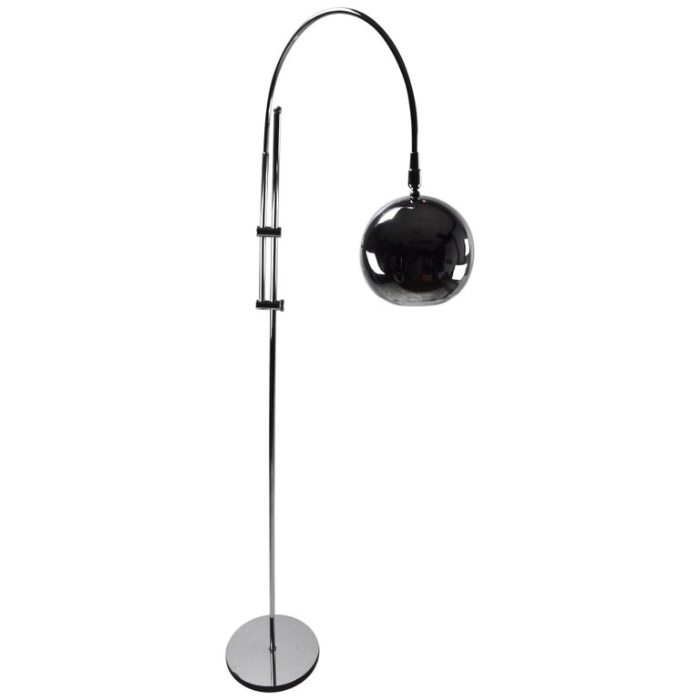 Adjustable Chrome Arc Lamp with Eyeball Shade at 1stDibs