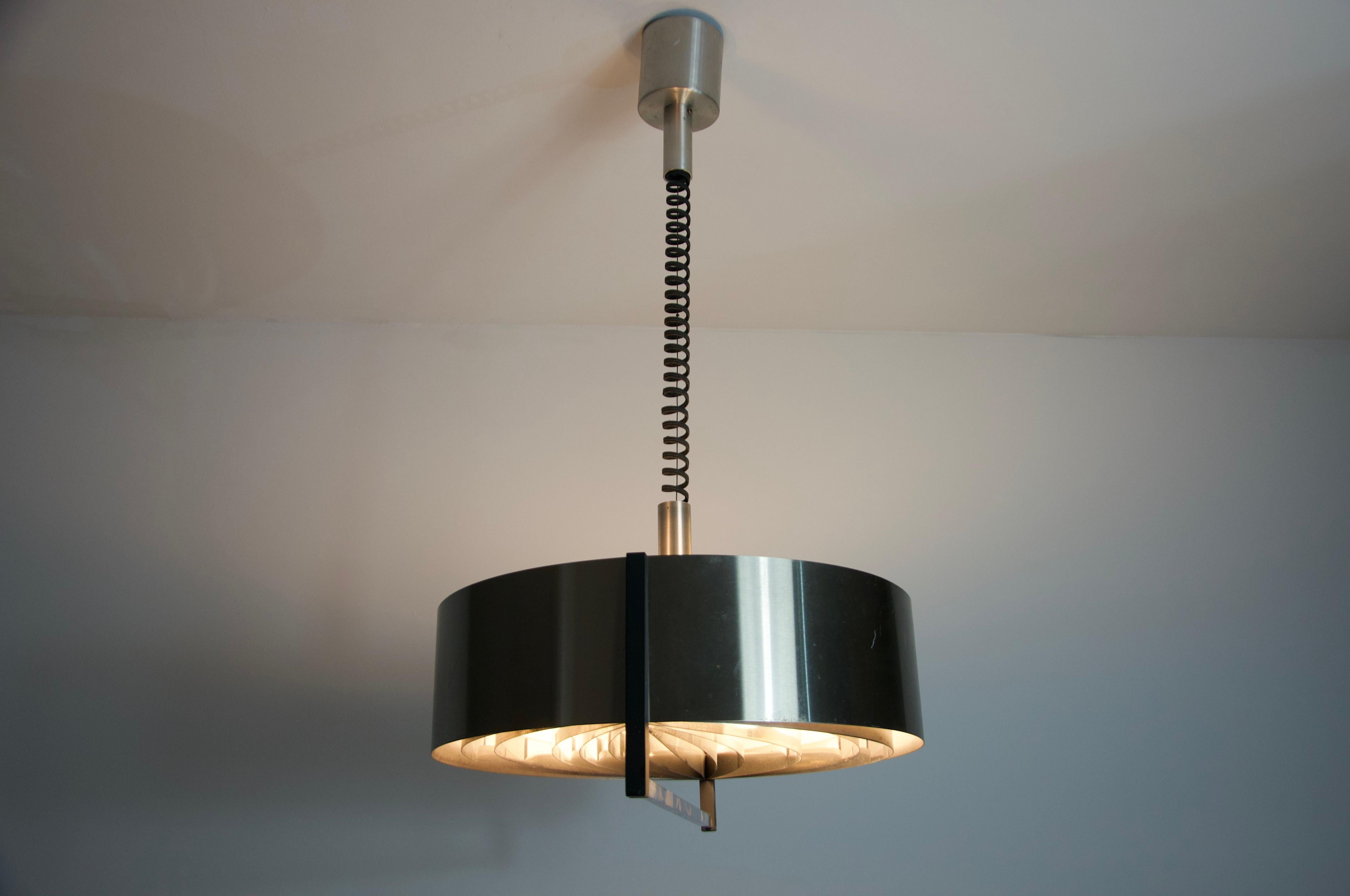Lampada da soffitto regolabile in cromo, Italia, anni '60 in vendita 3