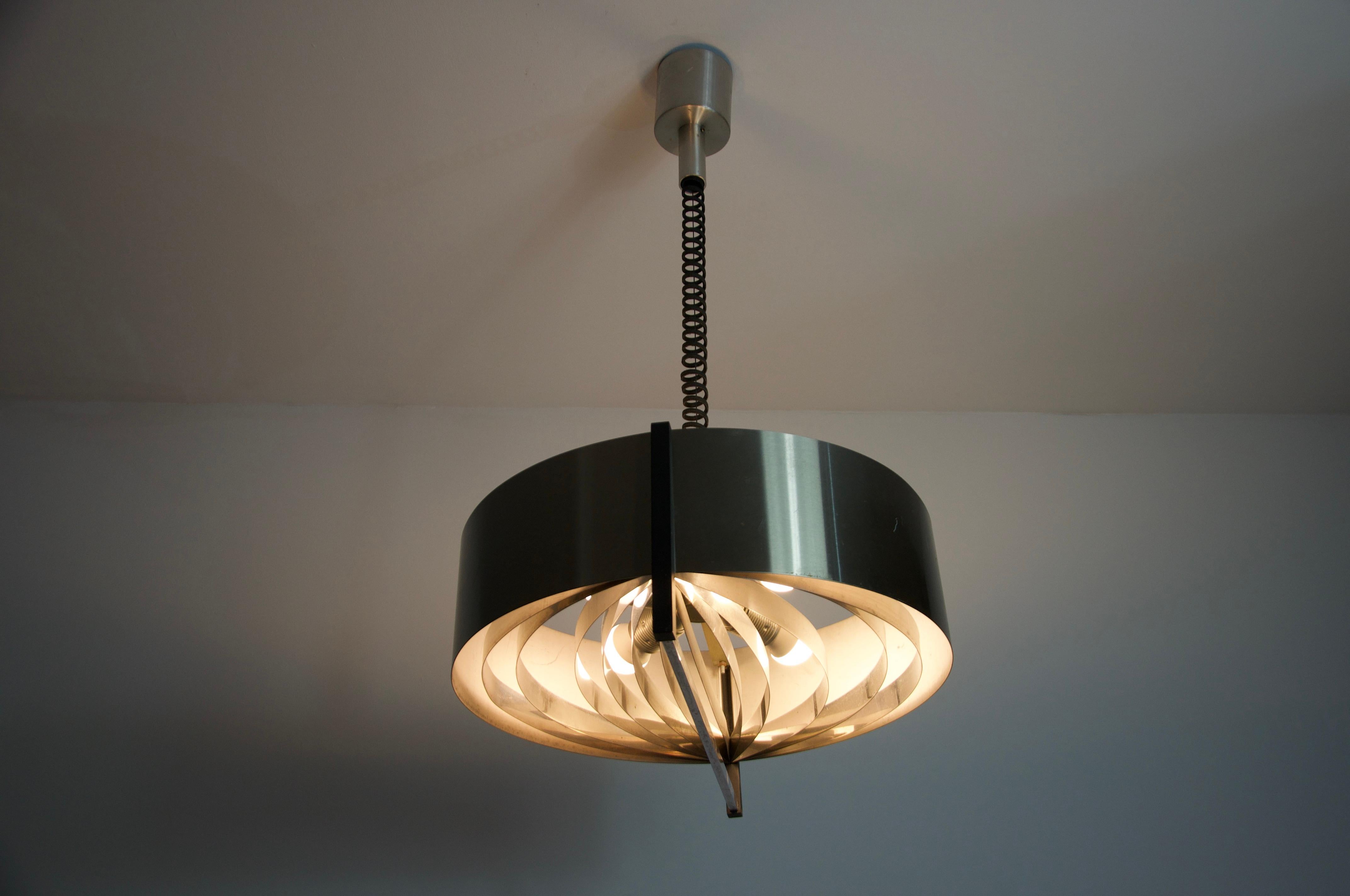 Lampada da soffitto regolabile in cromo, Italia, anni '60 in vendita 4