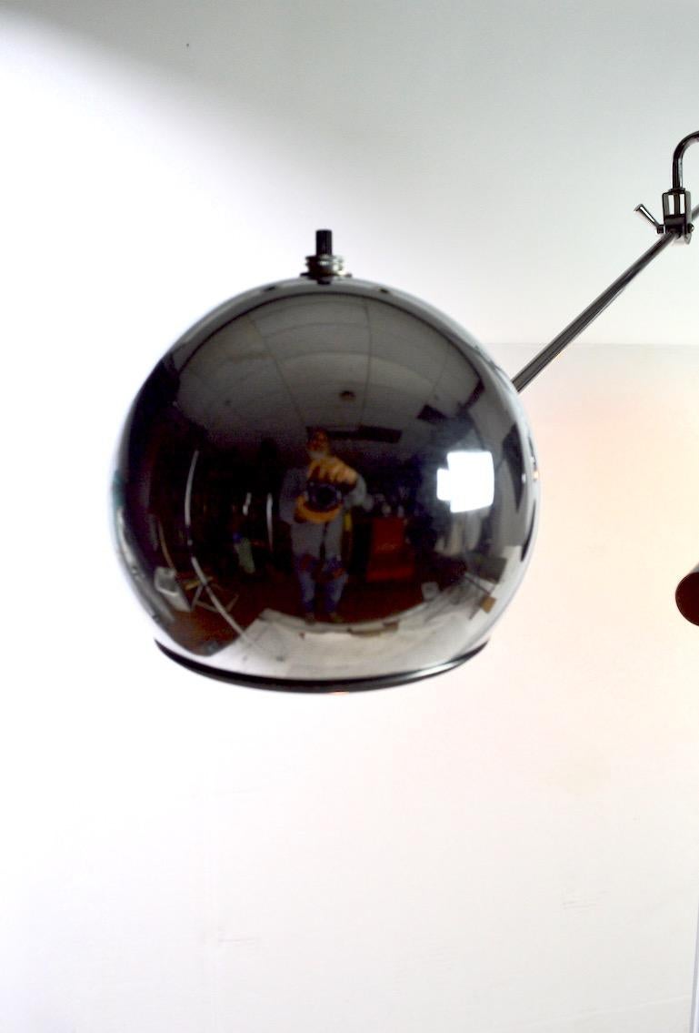 Adjustable Chrome Eyeball Floor  Lamp attributed to Sonneman In Good Condition In New York, NY