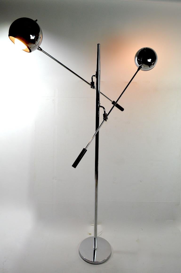 20th Century Adjustable Chrome Eyeball Floor  Lamp attributed to Sonneman