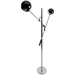 Retro Adjustable Chrome Eyeball Floor  Lamp attributed to Sonneman