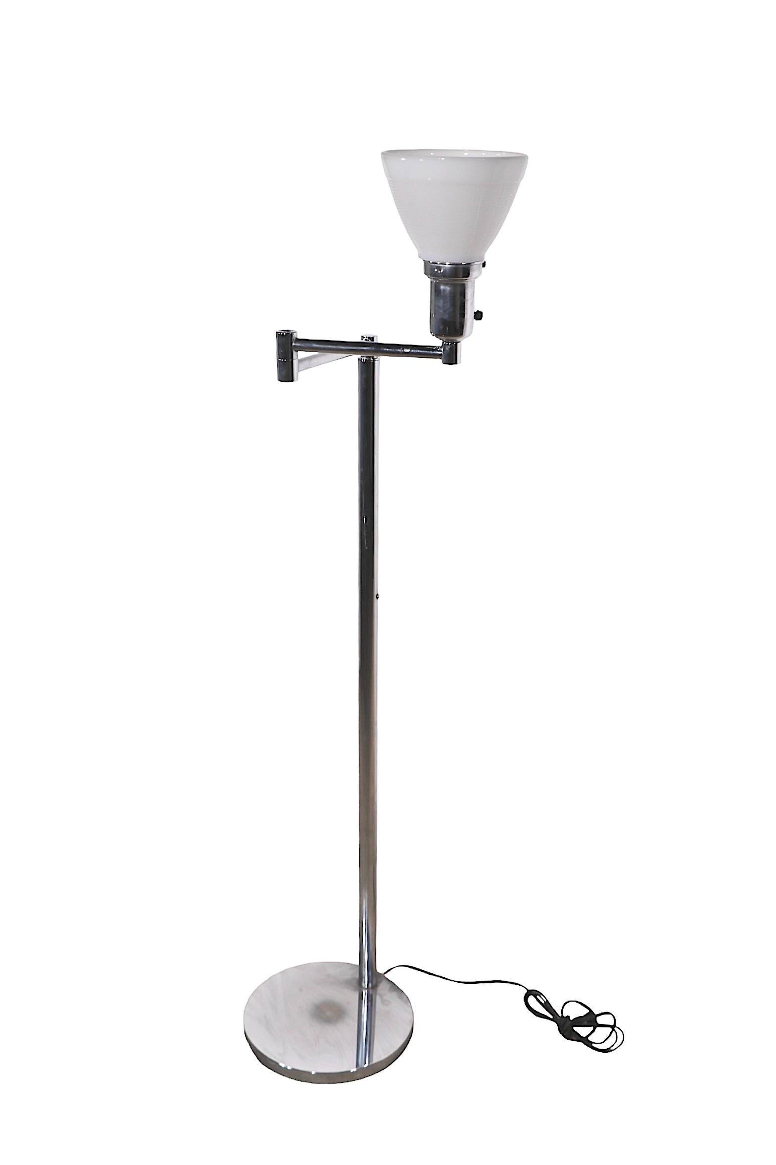 Adjustable Chrome Flex Arm Floor Lamp by Walter Von Nessen 12