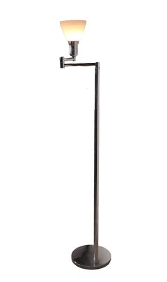 Adjustable Chrome Flex Arm Floor Lamp by Walter Von Nessen